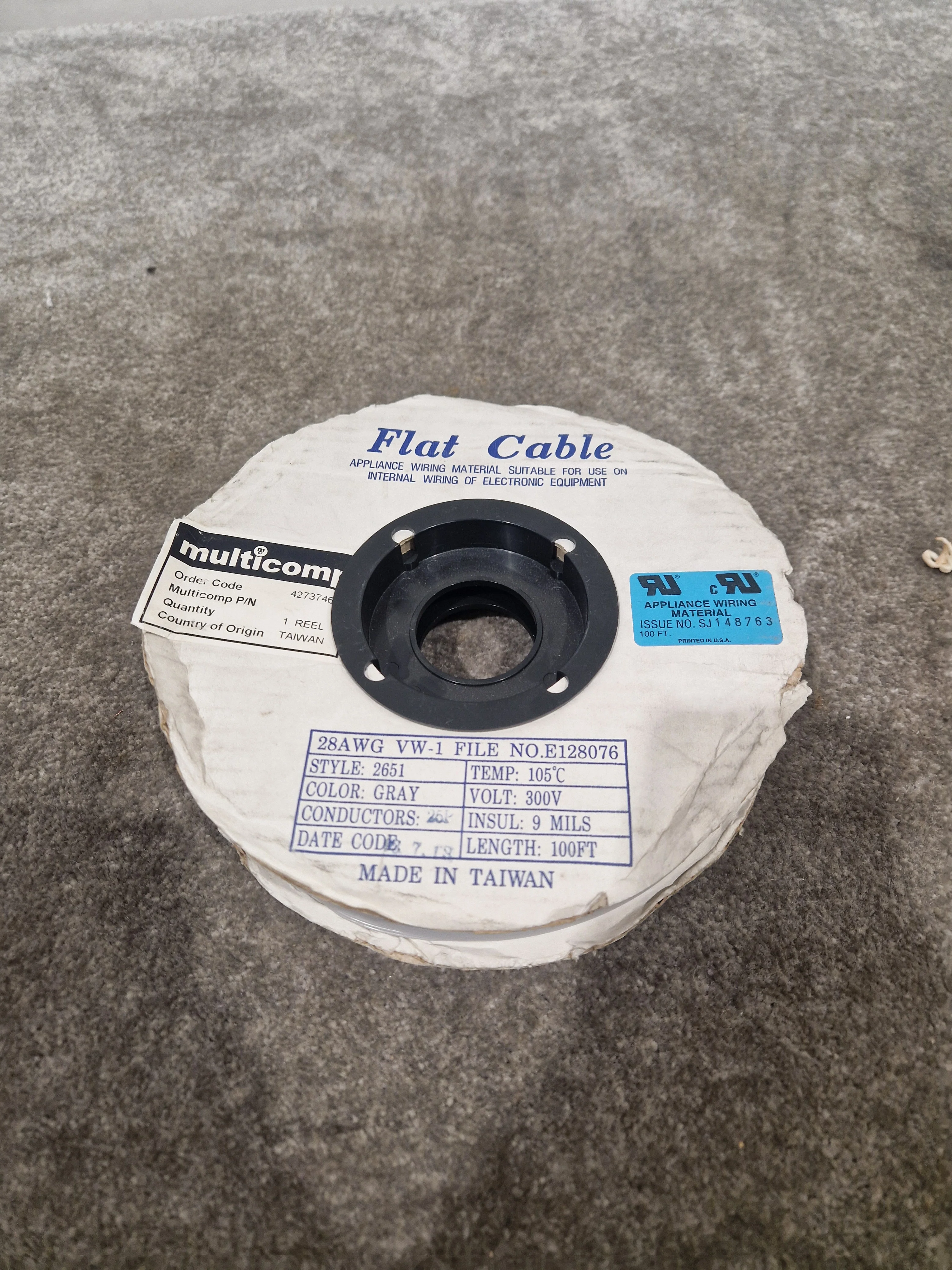 100FT Gray Flat Cable 28AWG VW-1 Style 2651 - 300V Internal Wiring for Electronic Equipment - Excellent - Image 13