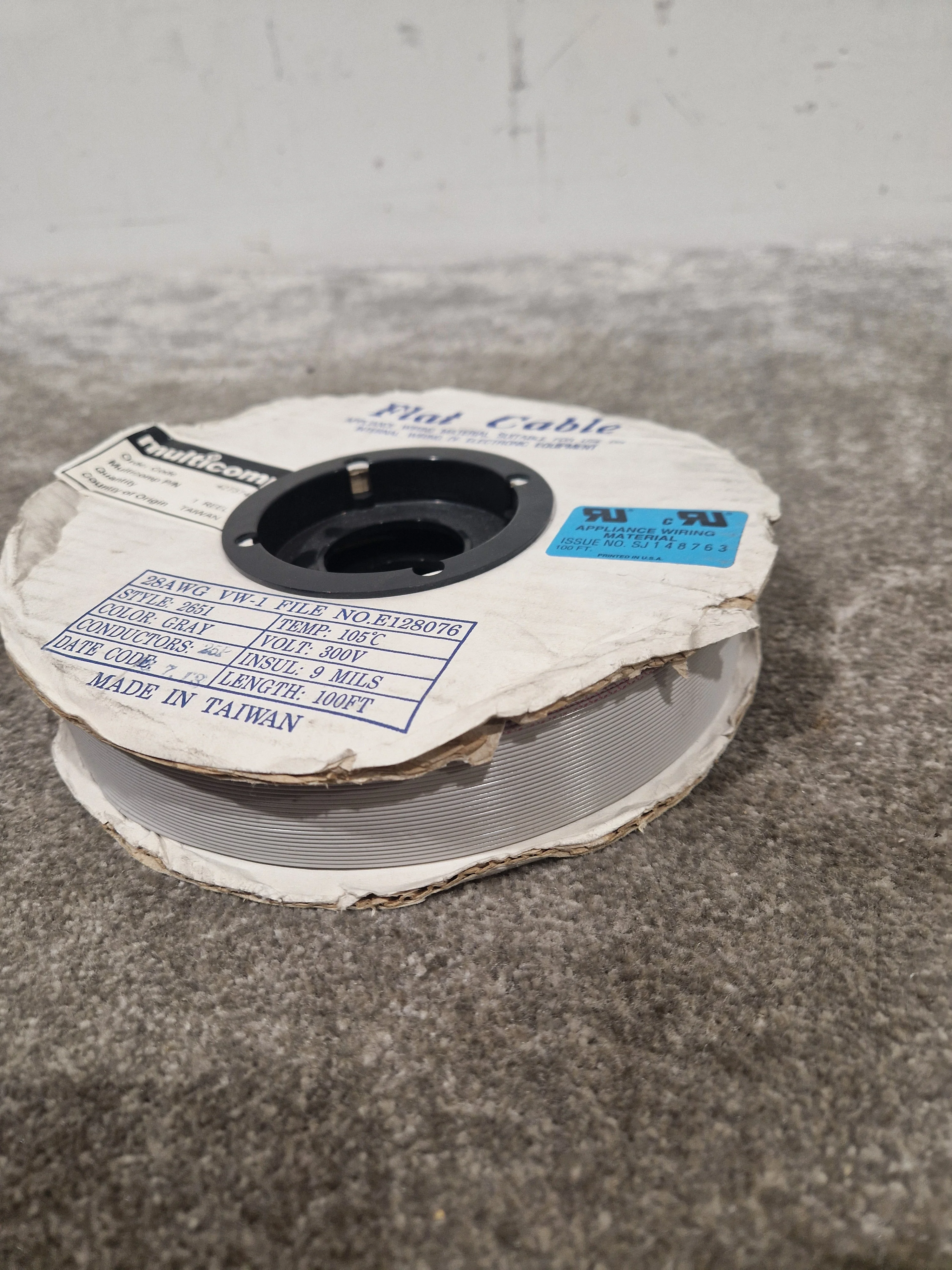100FT Gray Flat Cable 28AWG VW-1 Style 2651 - 300V Internal Wiring for Electronic Equipment - Excellent - Image 14