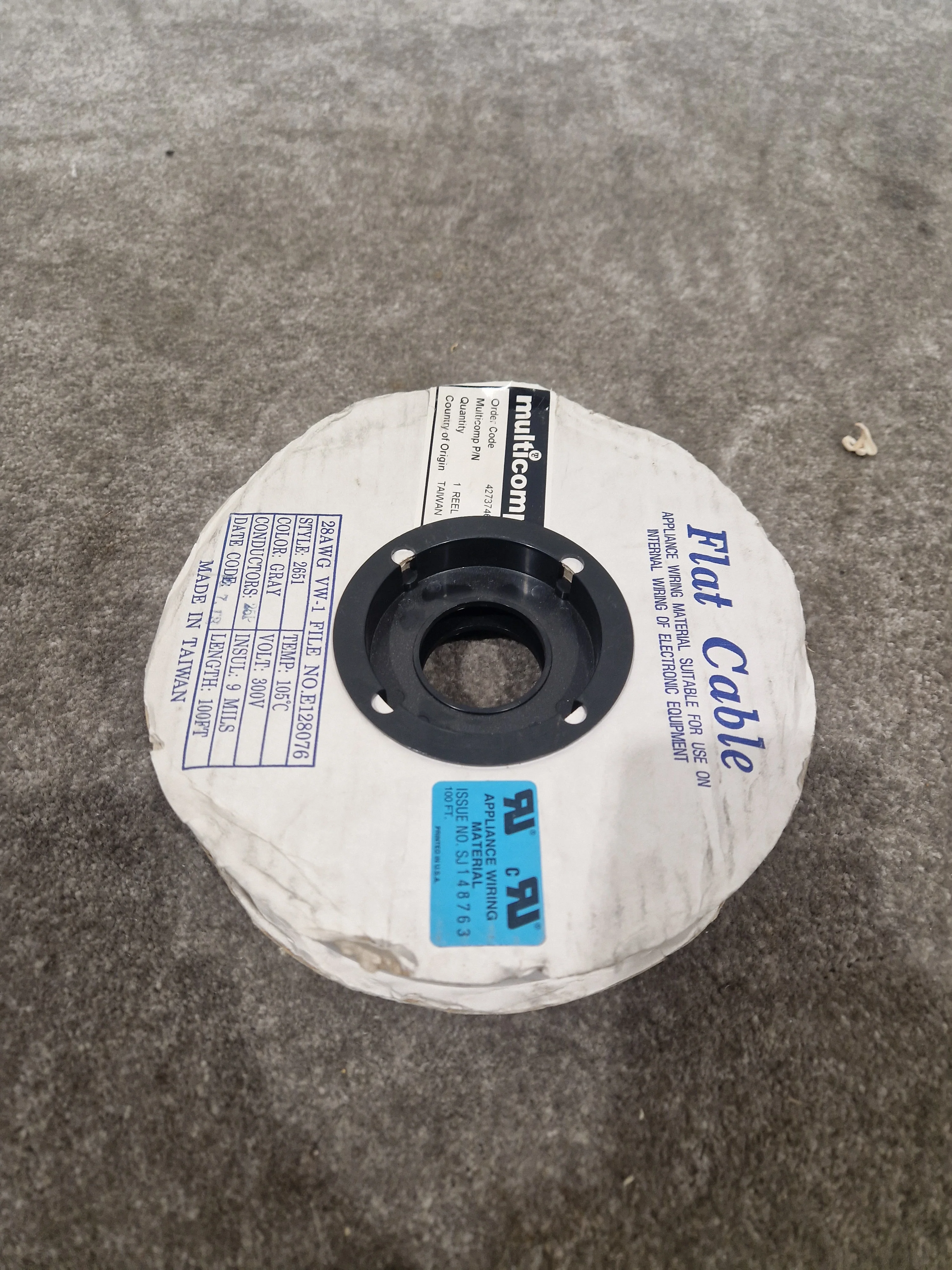 100FT Gray Flat Cable 28AWG VW-1 Style 2651 - 300V Internal Wiring for Electronic Equipment - Excellent - Image 2