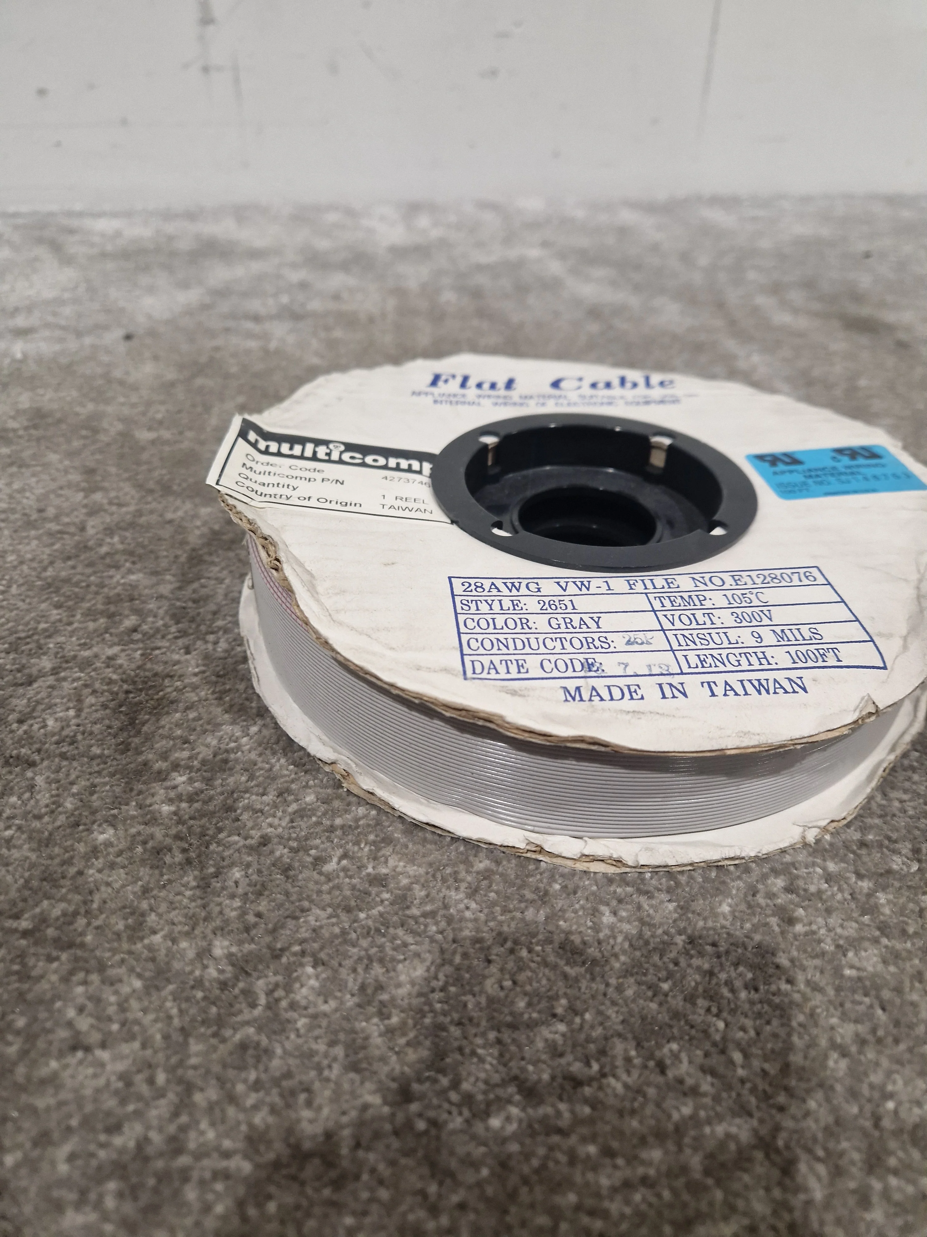 100FT Gray Flat Cable 28AWG VW-1 Style 2651 - 300V Internal Wiring for Electronic Equipment - Excellent - Image 3