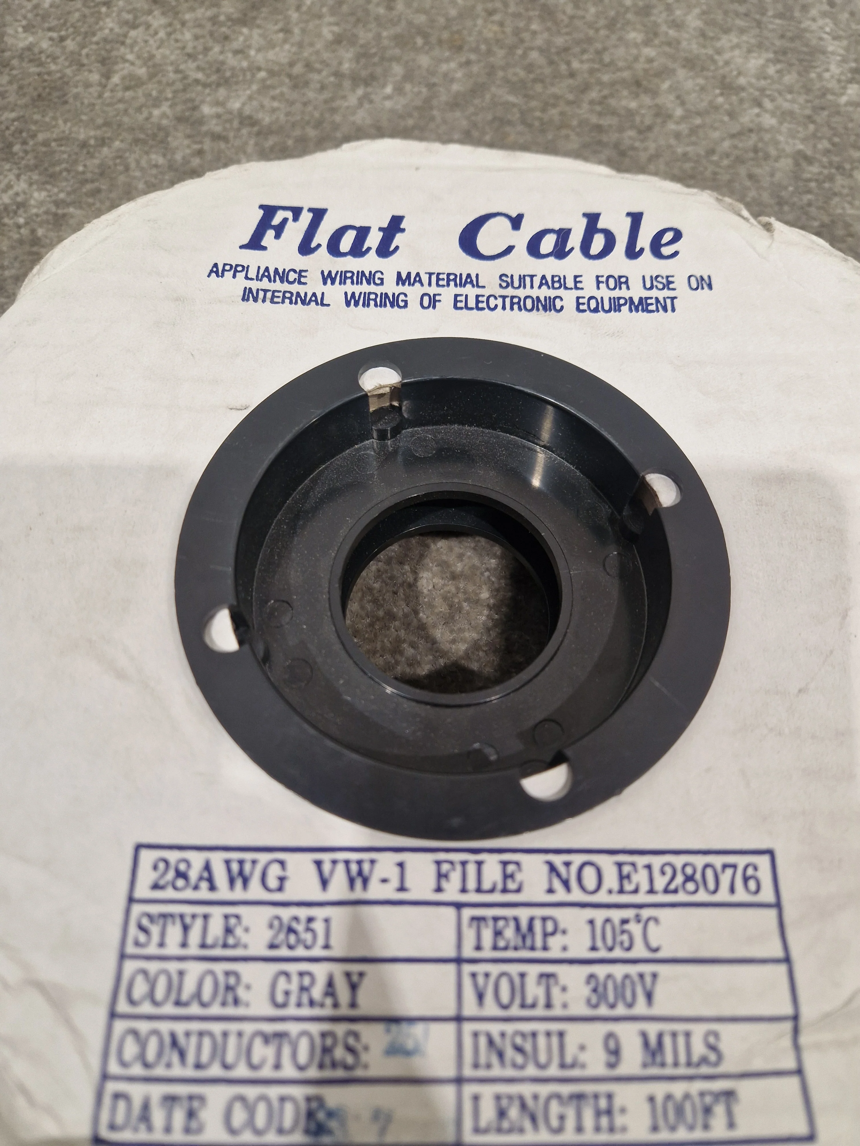 100FT Gray Flat Cable 28AWG VW-1 Style 2651 - 300V Internal Wiring for Electronic Equipment - Excellent - Image 4