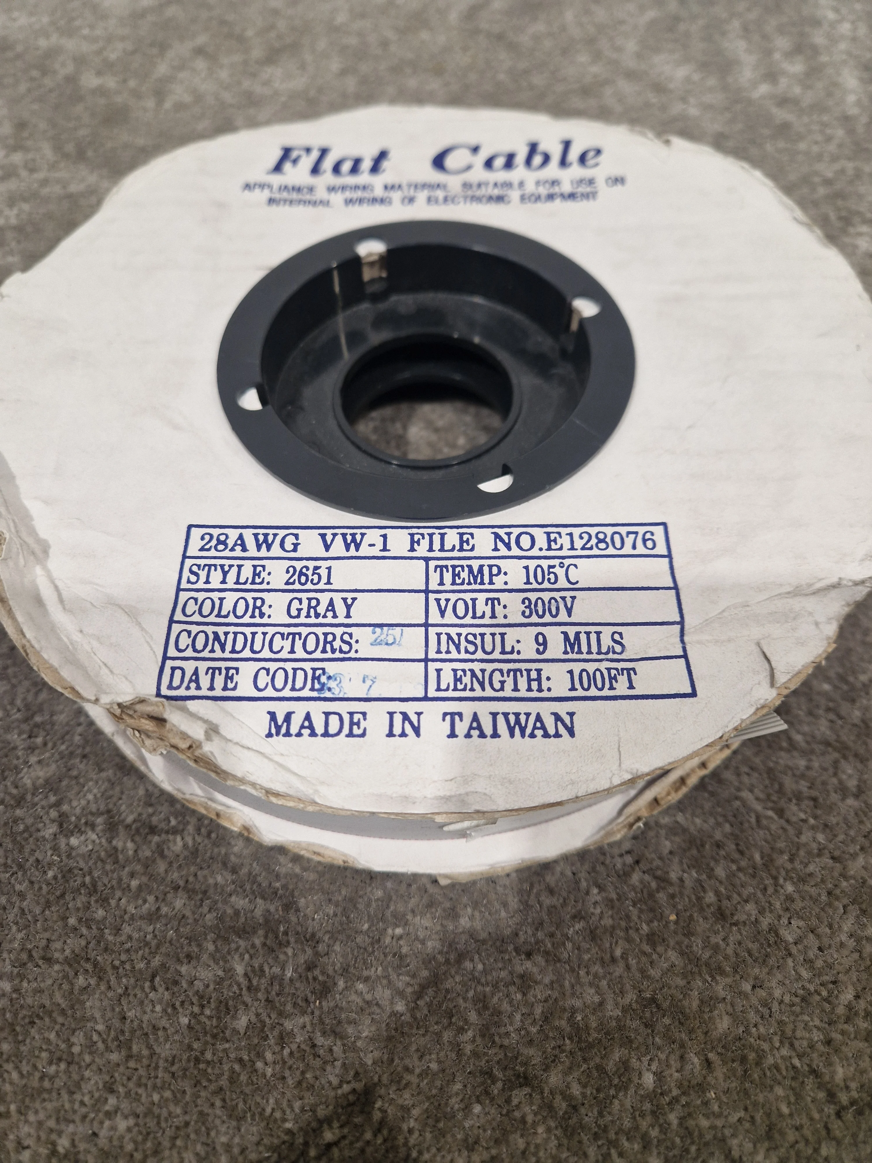 100FT Gray Flat Cable 28AWG VW-1 Style 2651 - 300V Internal Wiring for Electronic Equipment - Excellent - Image 8