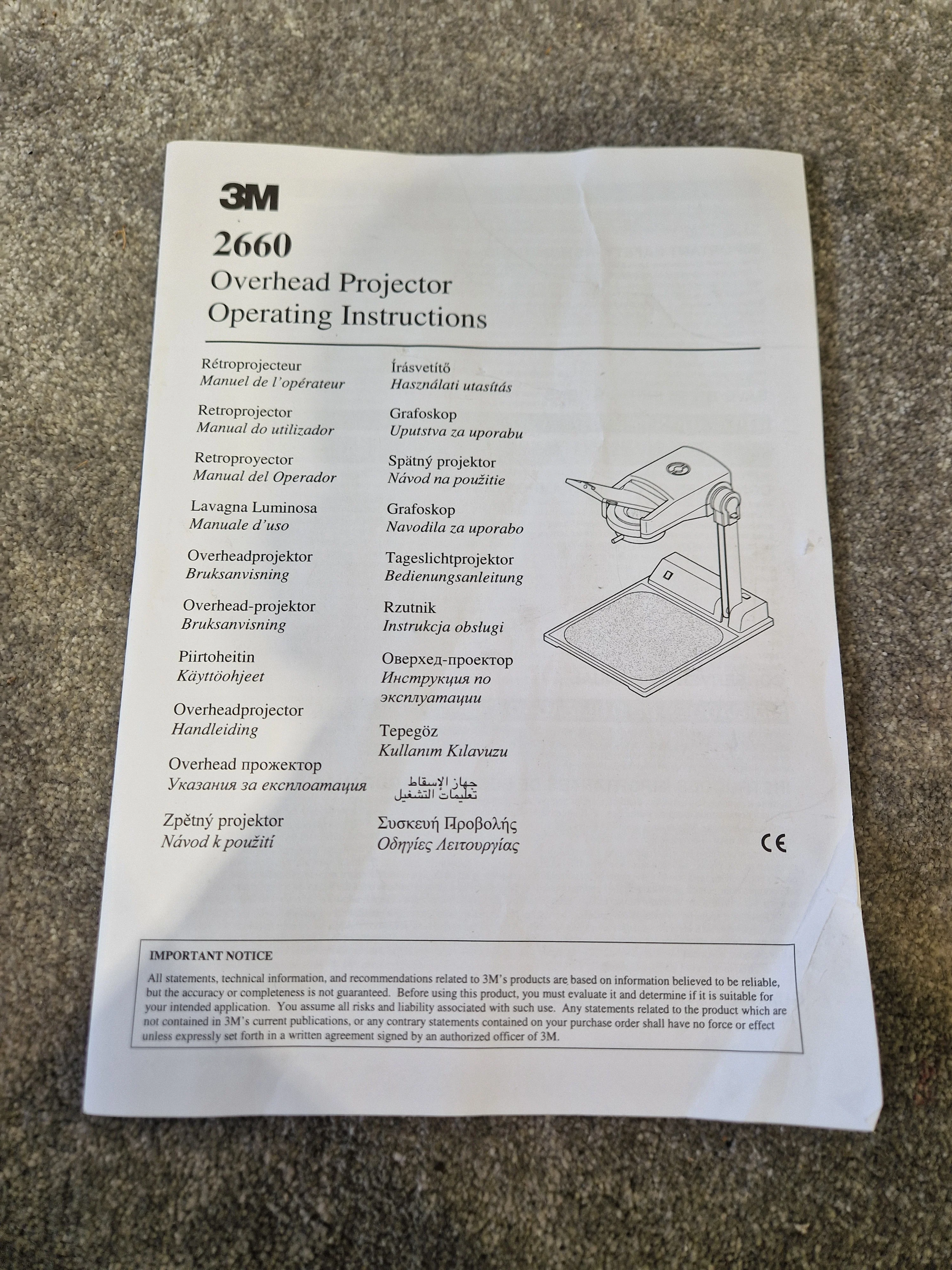 3M 2660 Overhead Projector – Portable AV Unit – Good w/ Gig Bag - Image 5