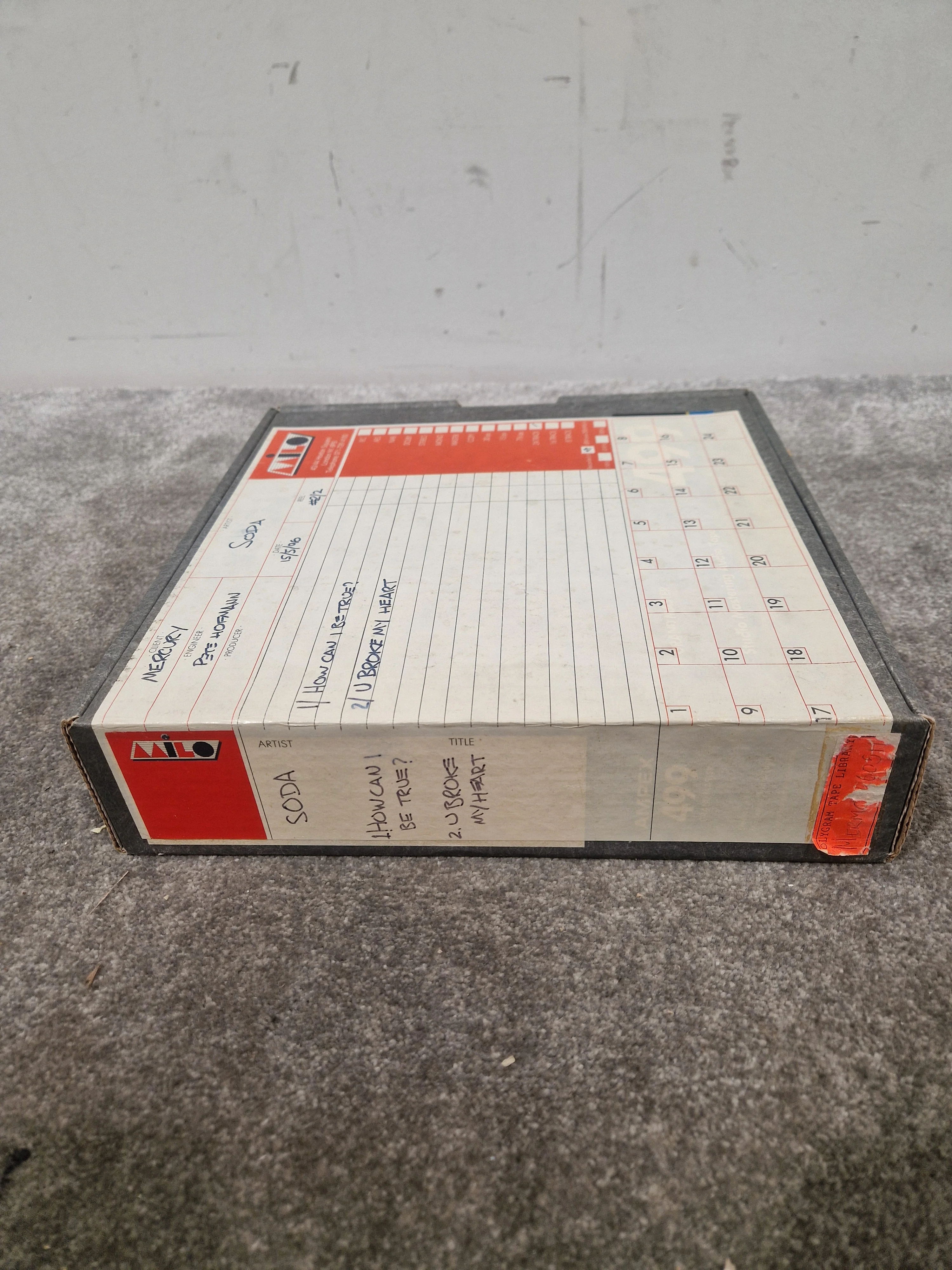 Soda – Britpop Band Collectible Milo Studio Master Reel – Excellent w/ Early Track Sheet & Studio Metadata - Image 3