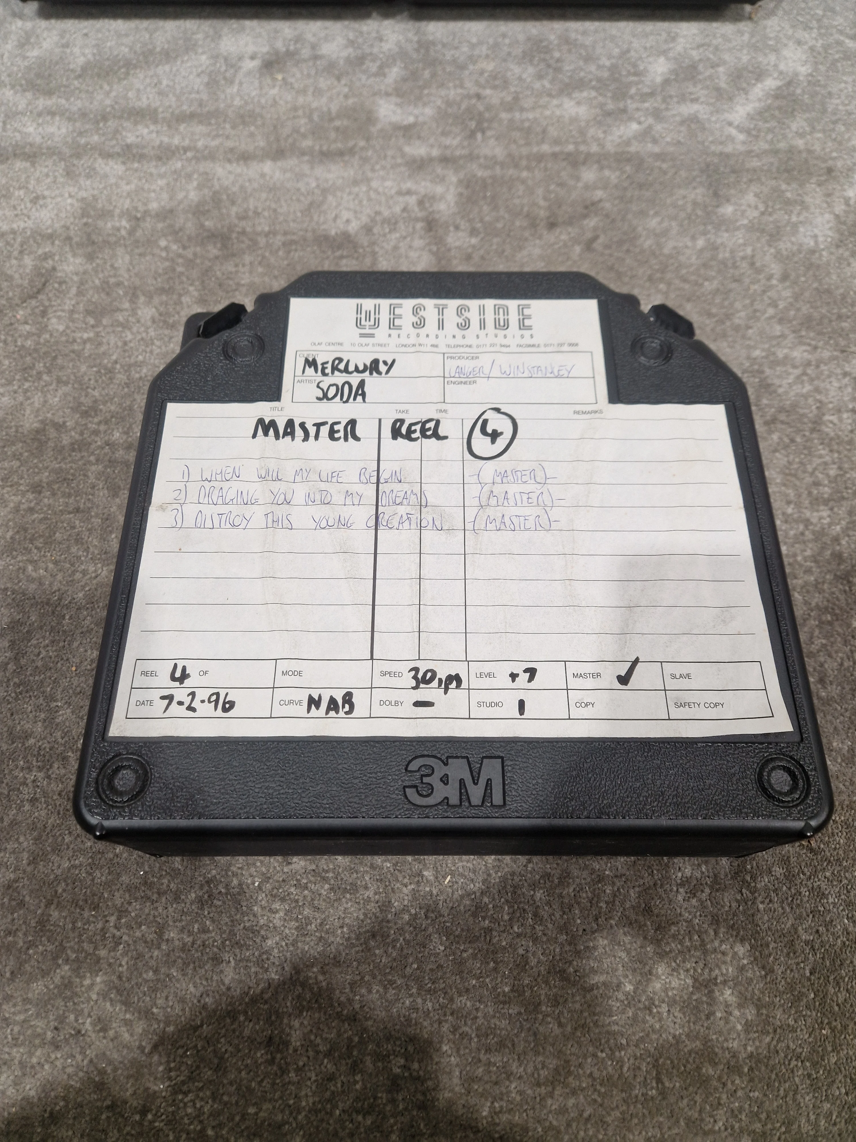 Soda – Britpop Band Collectible Westside Master Reel Suite (#1–4) – Excellent w/ Full Studio Track Sheets - Image 8