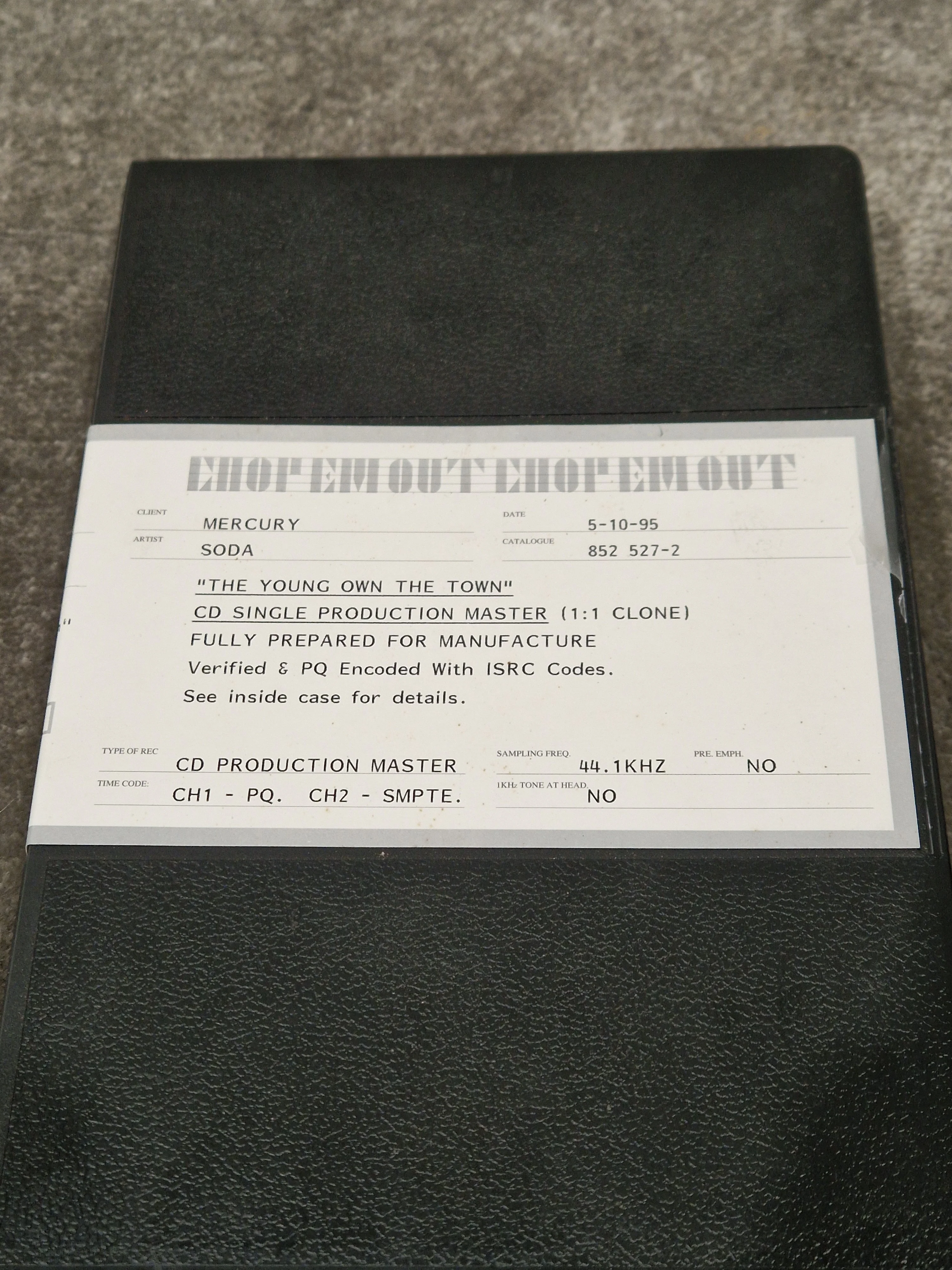 Soda – Britpop Band Collectible DAT Master for “The Young Own The Town” – Excellent w/ PQ Encoding & ISRC - Image 4