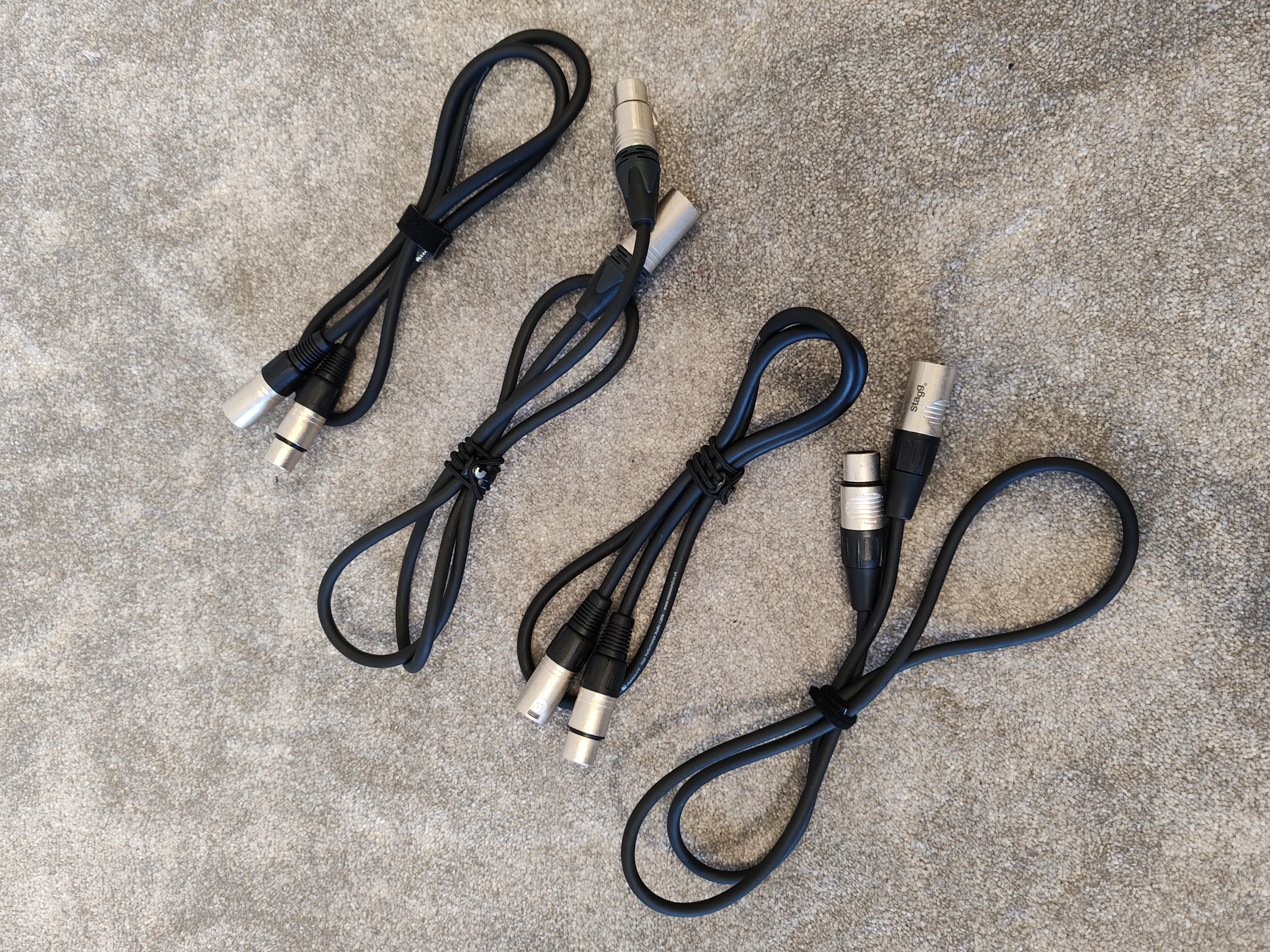 4x 1m XLR Cables - Various Brands - Male to Female - Image 2