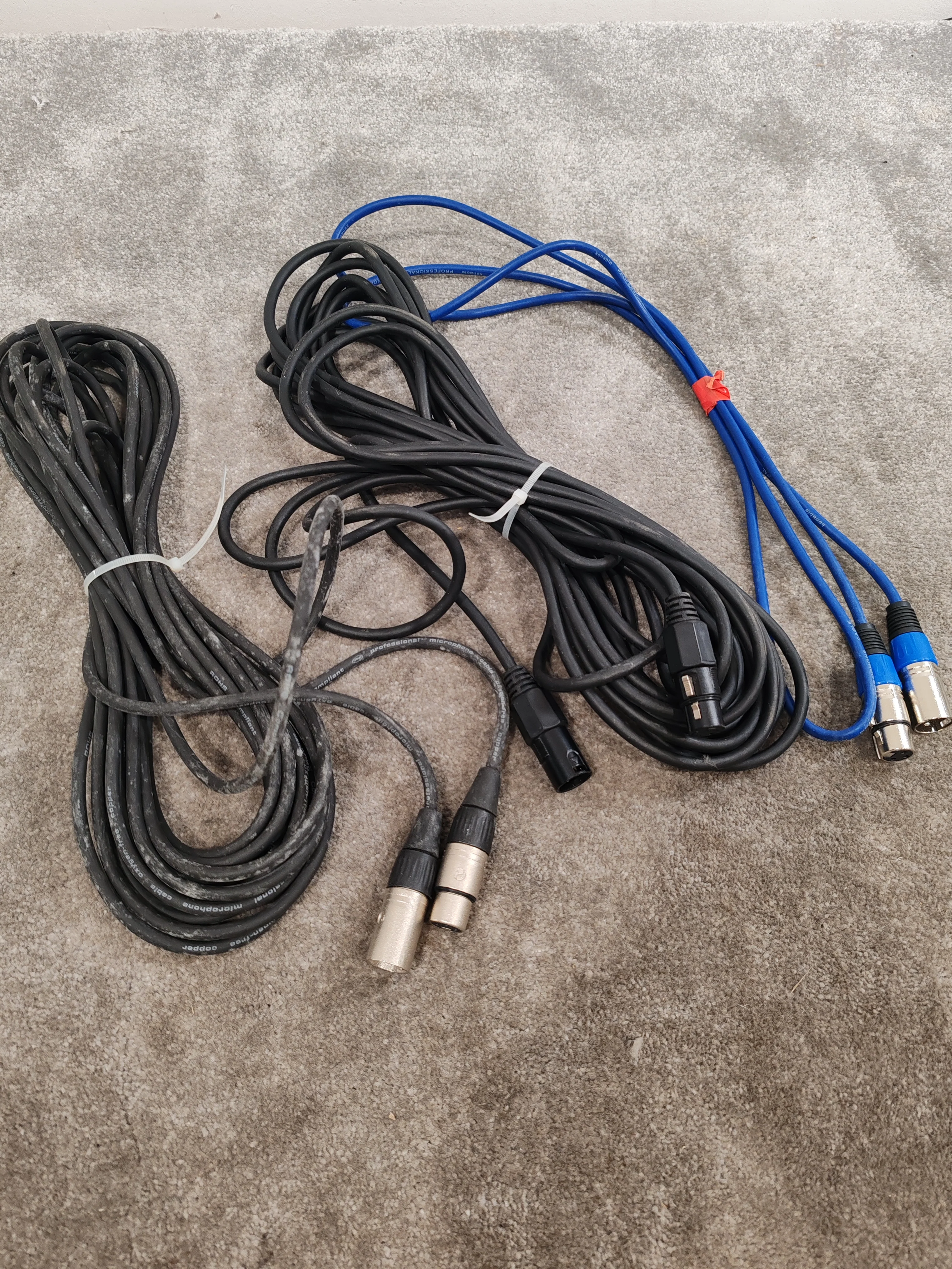 3x XLR Male to Female Microphone Cables 2 Long and 1 Short – Very Good - Image 2