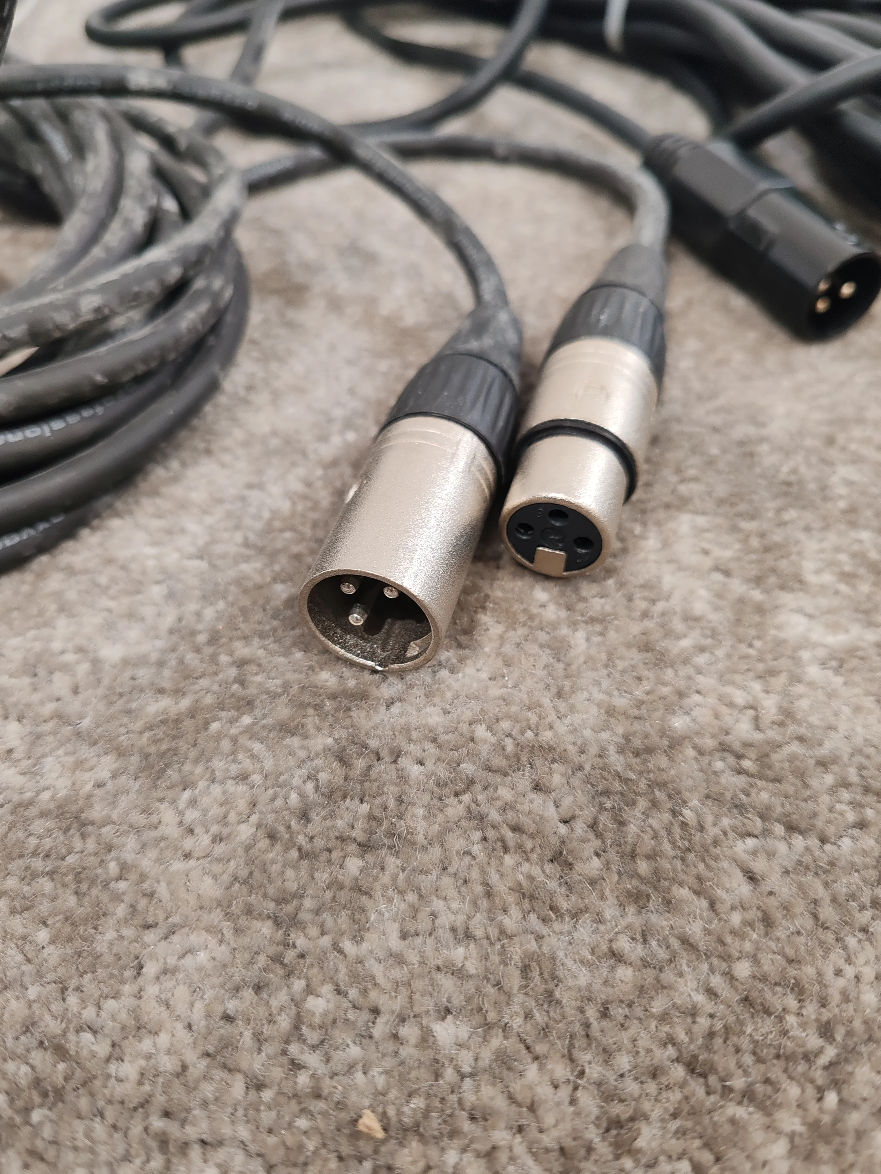3x XLR Male to Female Microphone Cables 2 Long and 1 Short – Very Good - Image 3