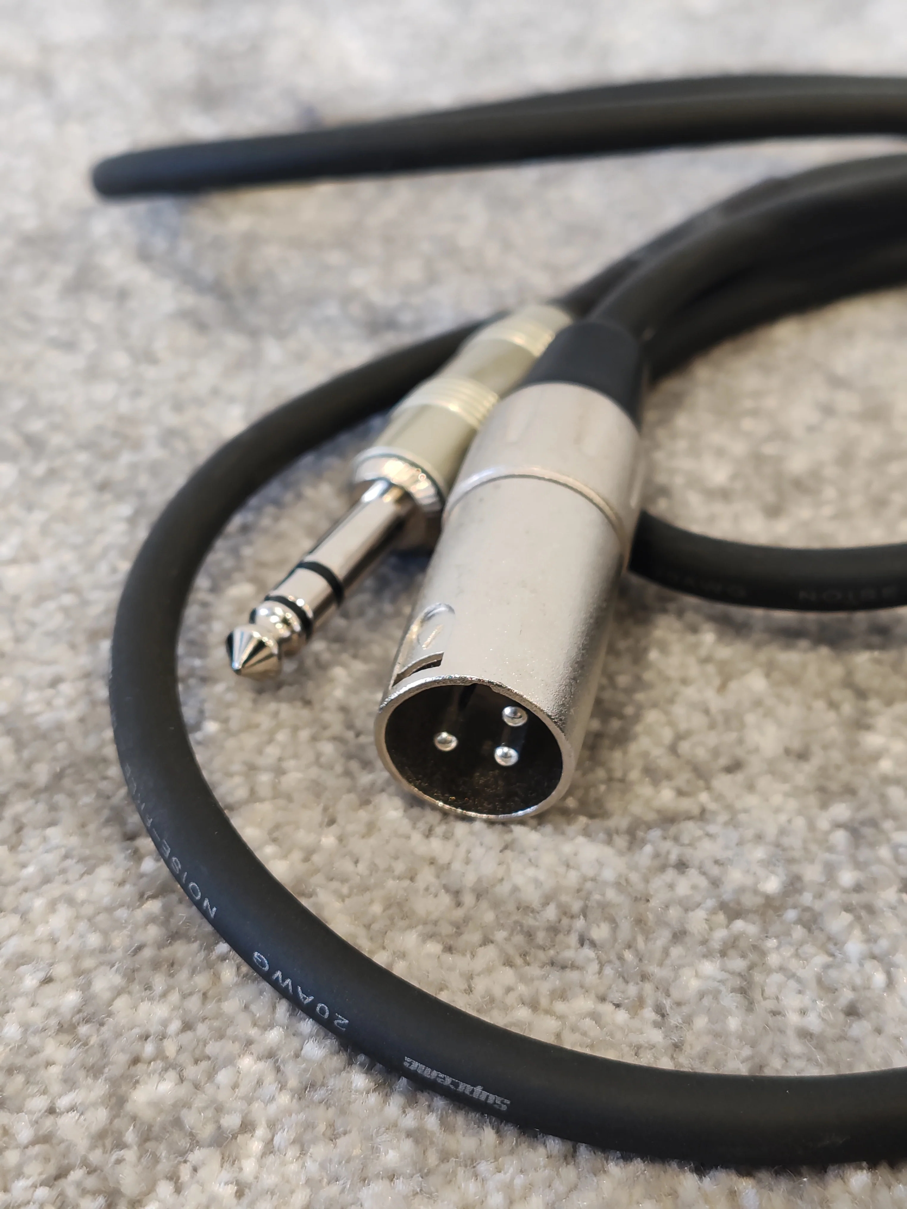 2x Supreme 5M XLR Male to 1/4" TRS Stereo Cable - Image 2