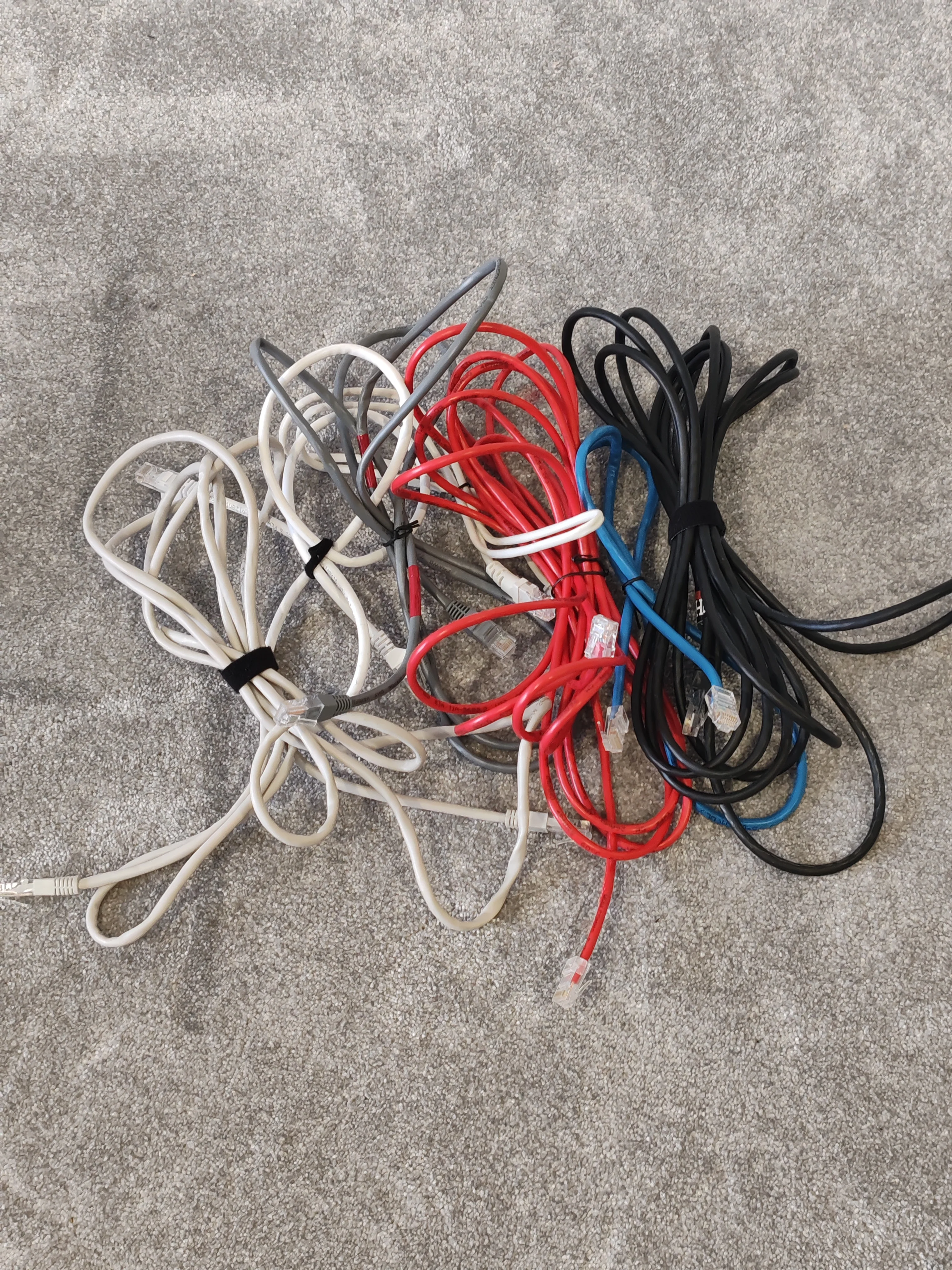 7 x CAT 5 Ethernet Network Cables Various Lengths and Colours