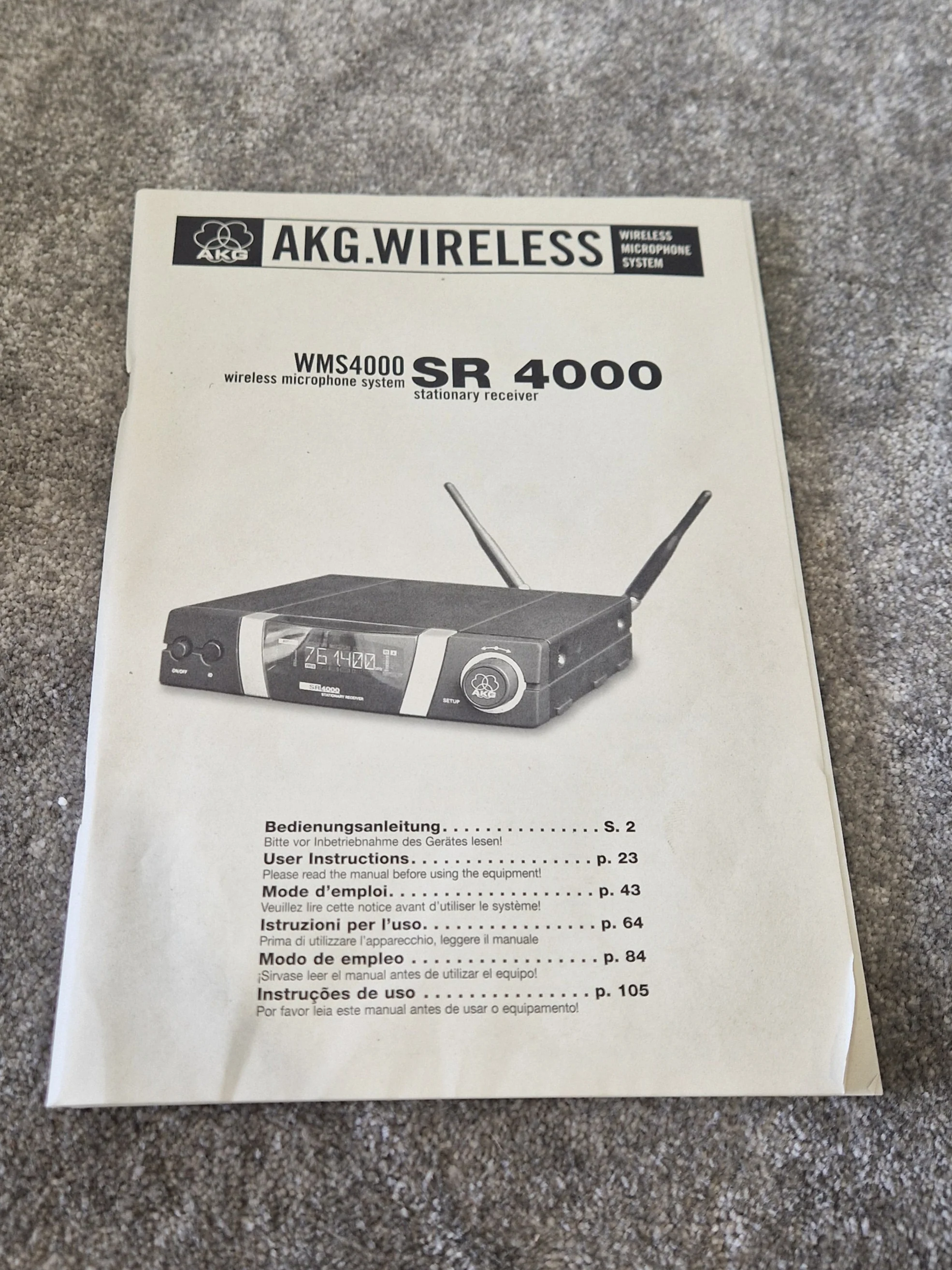 AKG SR 4000 Wireless Receiver – WMS 400 Series UHF Diversity System 835-865MHz - Very Good w/ original box - Image 6