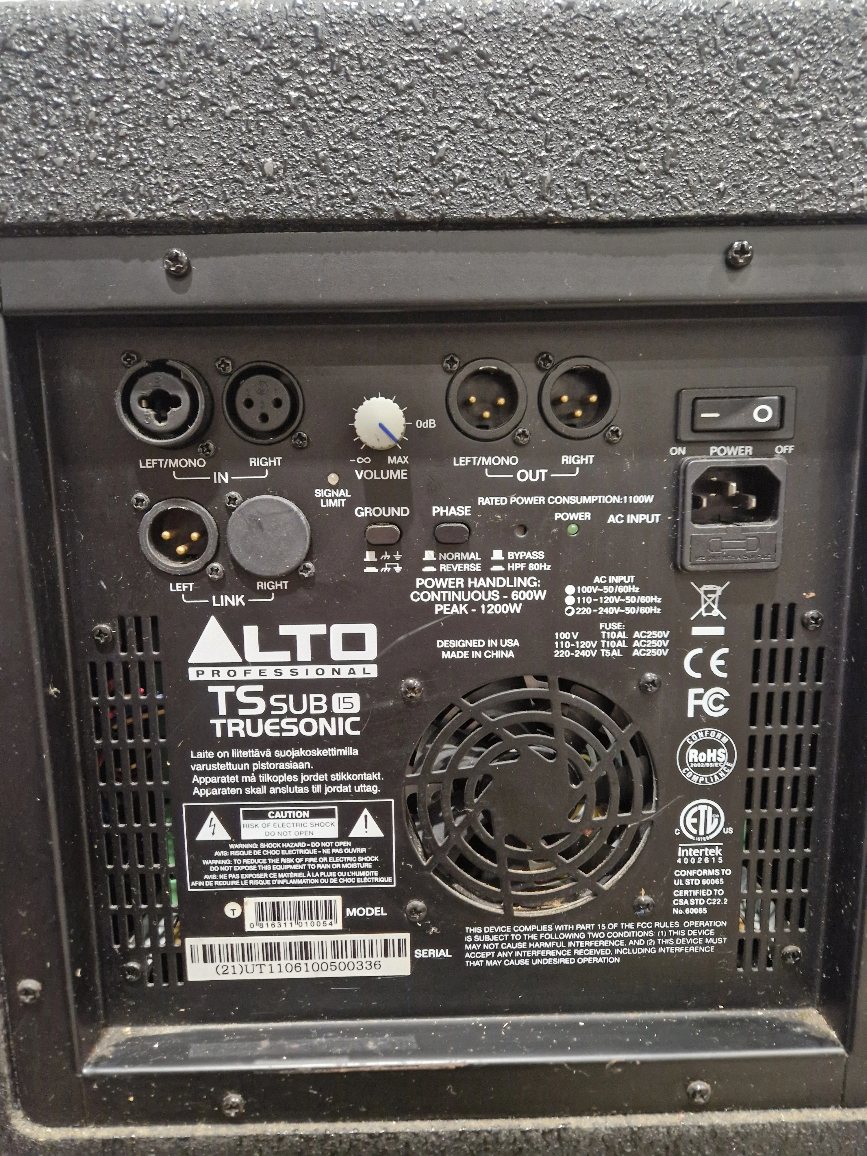 Alto Truesonic Sub 15" Active PA Subwoofer - Black Subwoofer - Powerful Bass - Good w/ Power Cable & Soft Case - Image 11