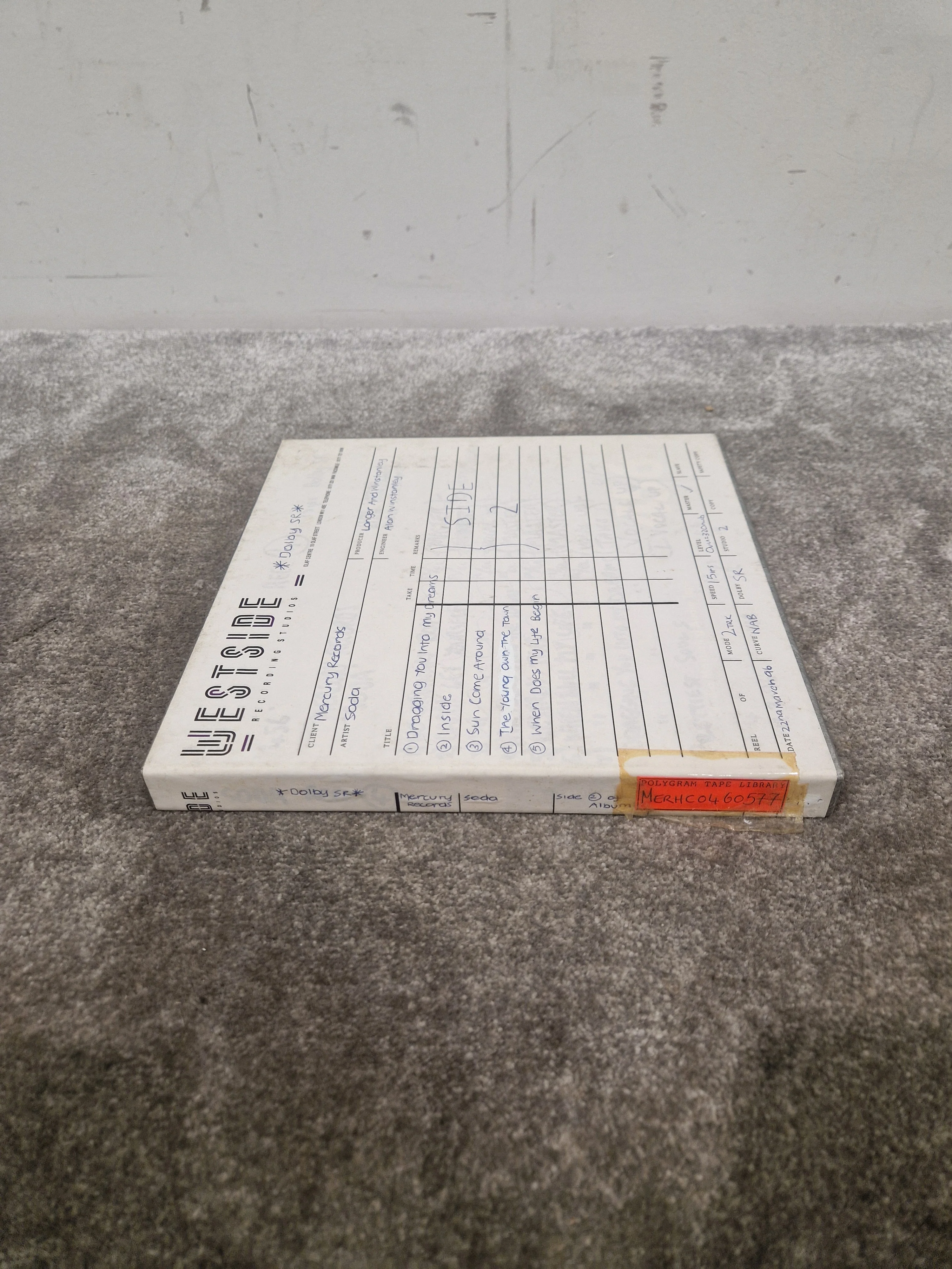 Soda – Britpop Band Collectible “Westside Studio Master Side 2” on Ampex 456 Reel – Very Good w/ Box & Studio Log - Image 4