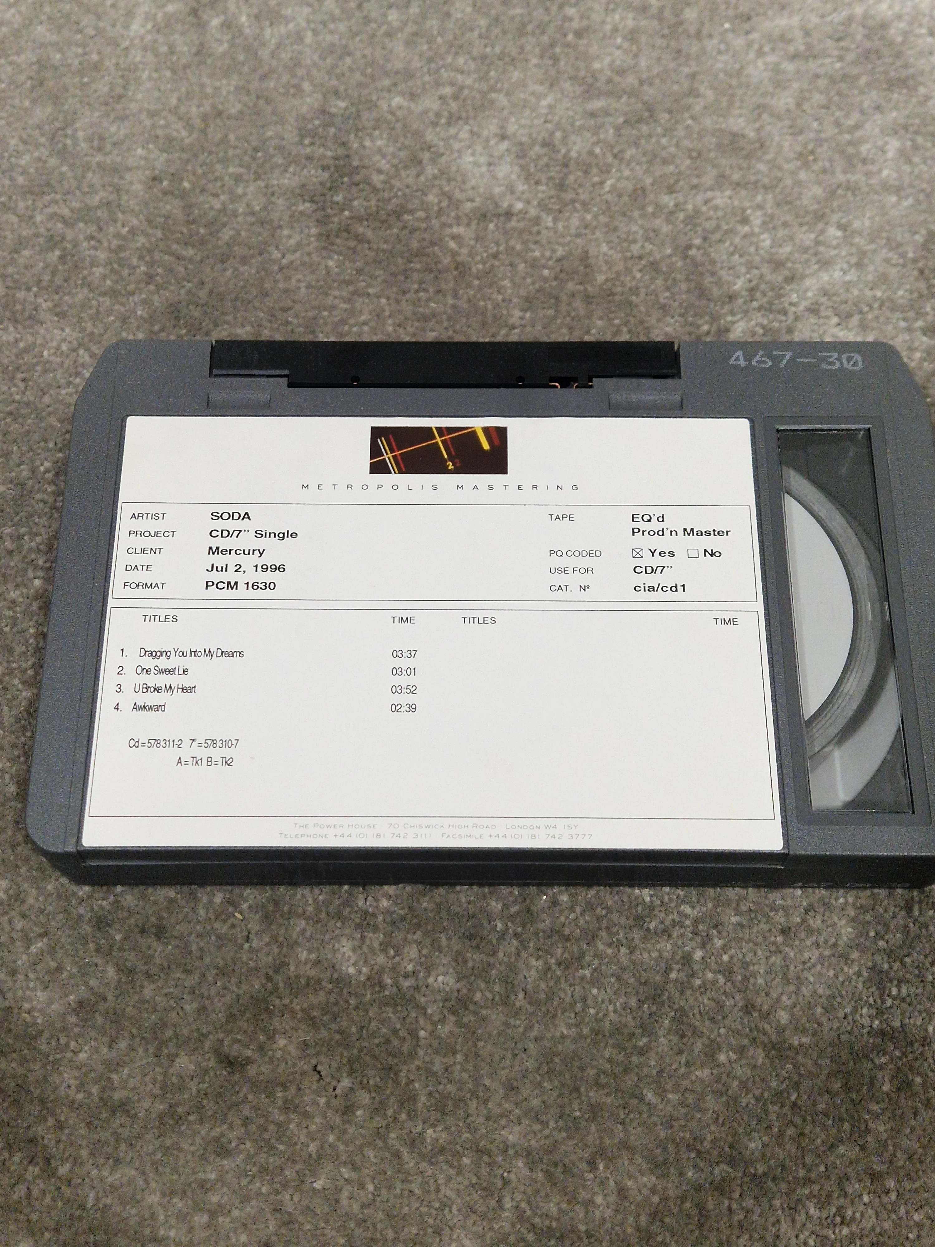 Soda – Britpop Band Collectible Metropolis PCM 1630 Master – Excellent w/ CD/7" Production Label - Image 6