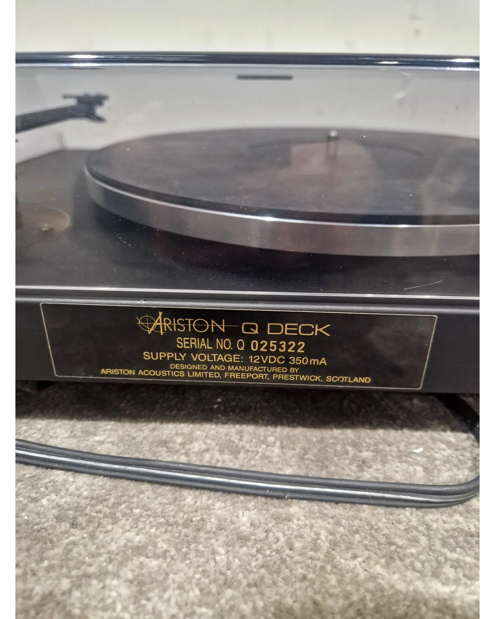 Ariston Q Deck Turntable - Black Turntable - Audiophile Quality - Very Good w/ Original Box & New Needle - Image 6