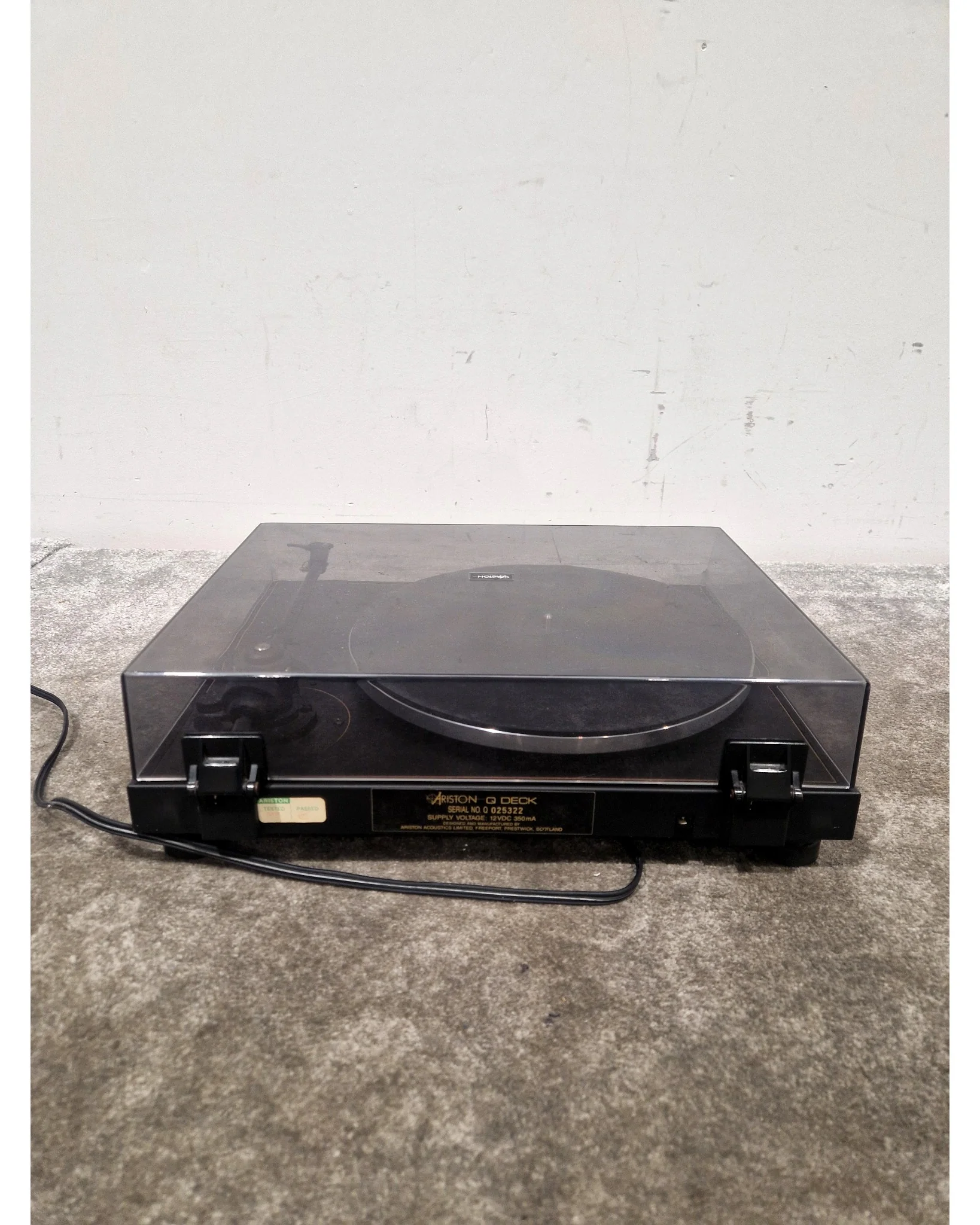 Ariston Q Deck Turntable - Black Turntable - Audiophile Quality - Very Good w/ Original Box & New Needle - Image 7