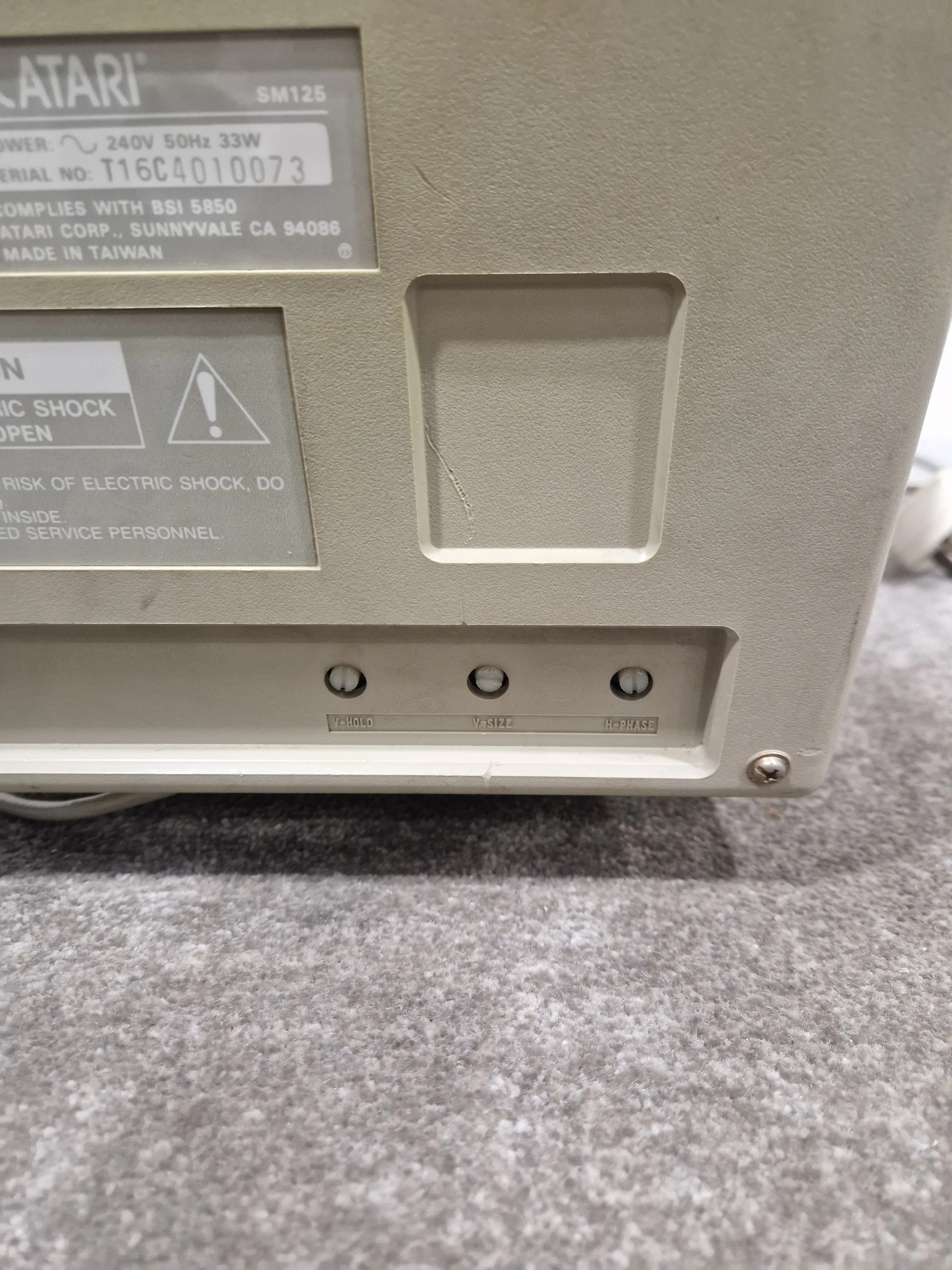 Atari SM125 - High-Resolution Monochrome Monitor - Very Good w/ Power Supply - Image 7