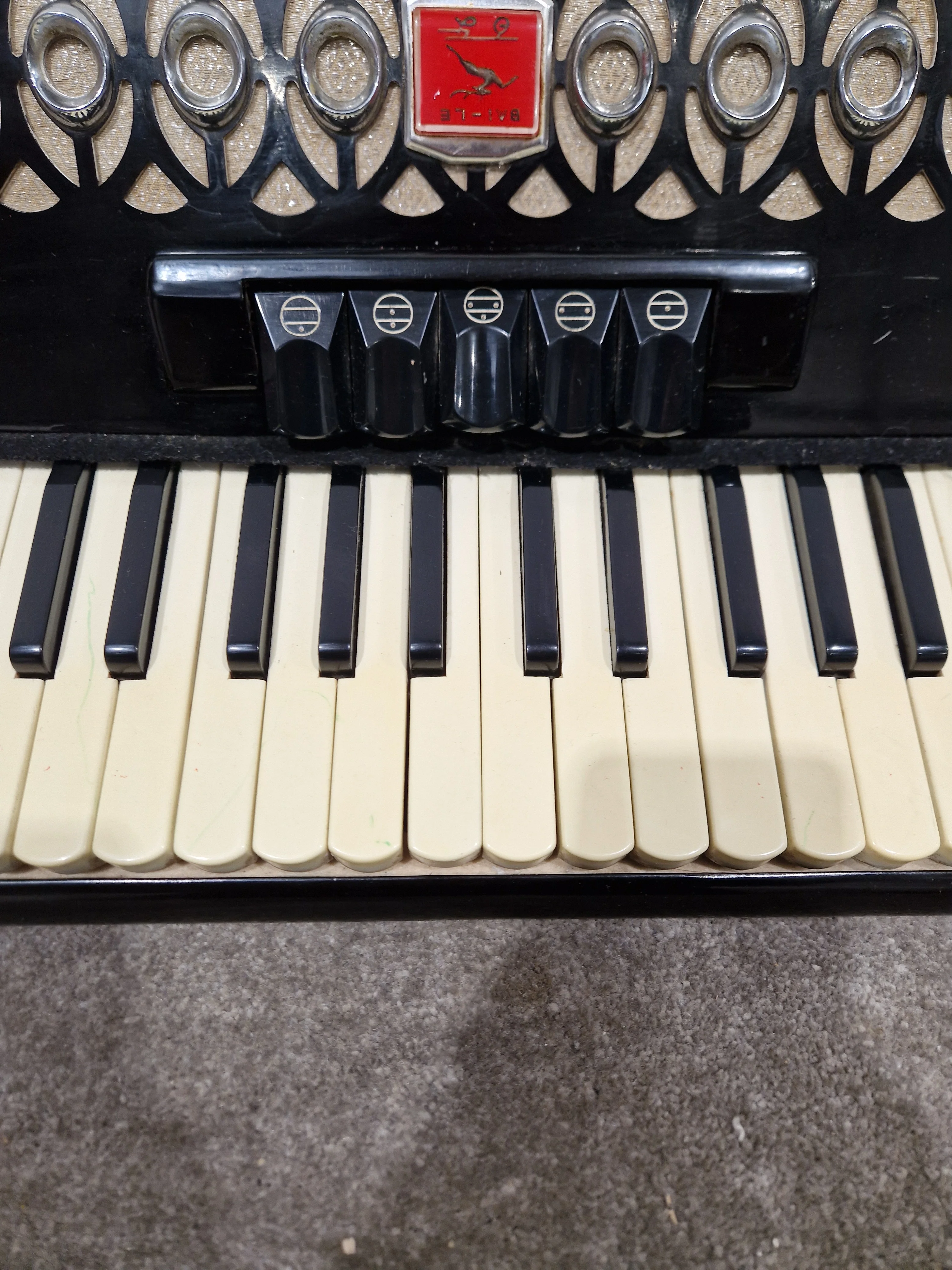 Baile Ballerina Piano Accordion Black Accordion - Well-Preserved Craftsmanship - Good w/ Hard Case - Image 11