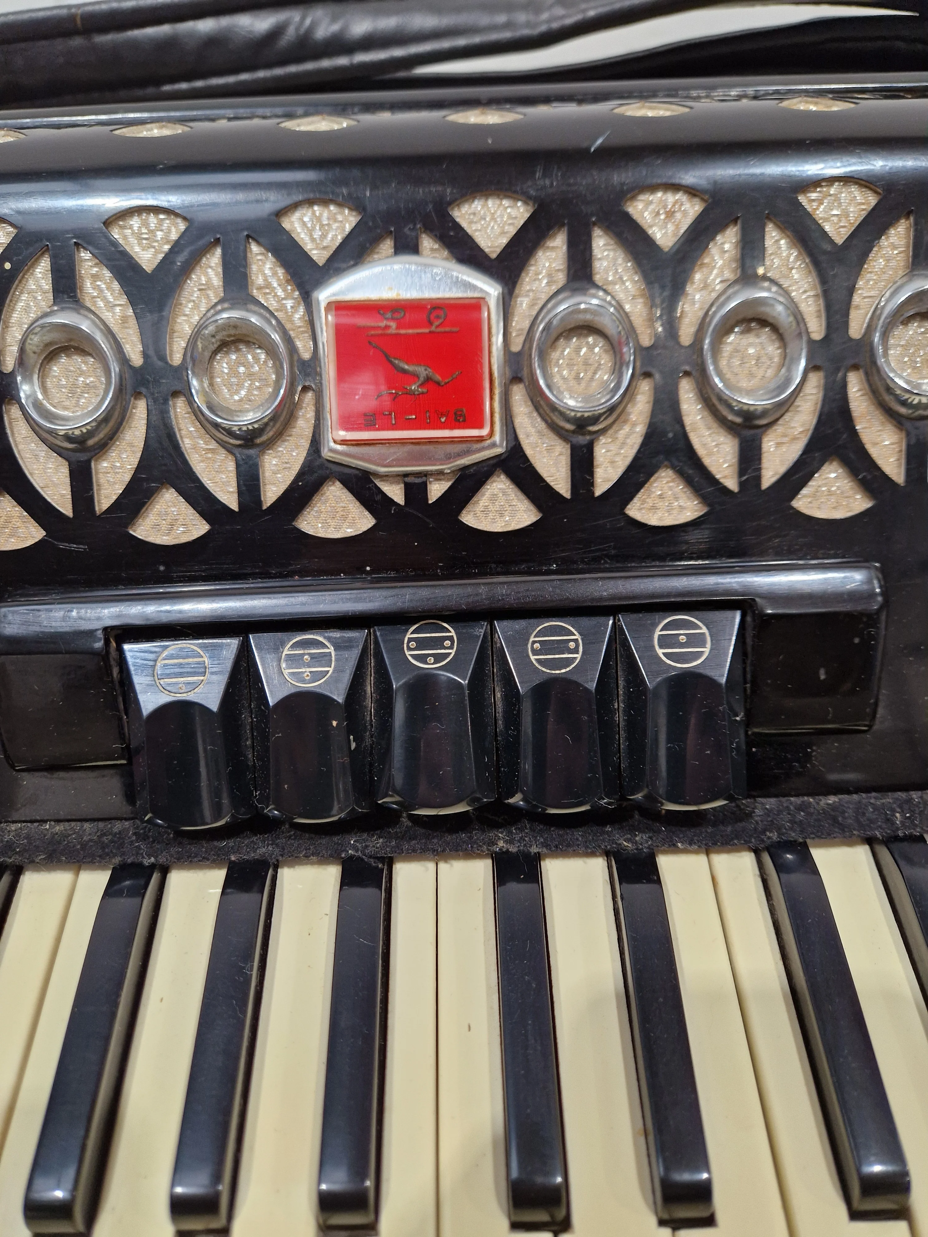 Baile Ballerina Piano Accordion Black Accordion - Well-Preserved Craftsmanship - Good w/ Hard Case - Image 13