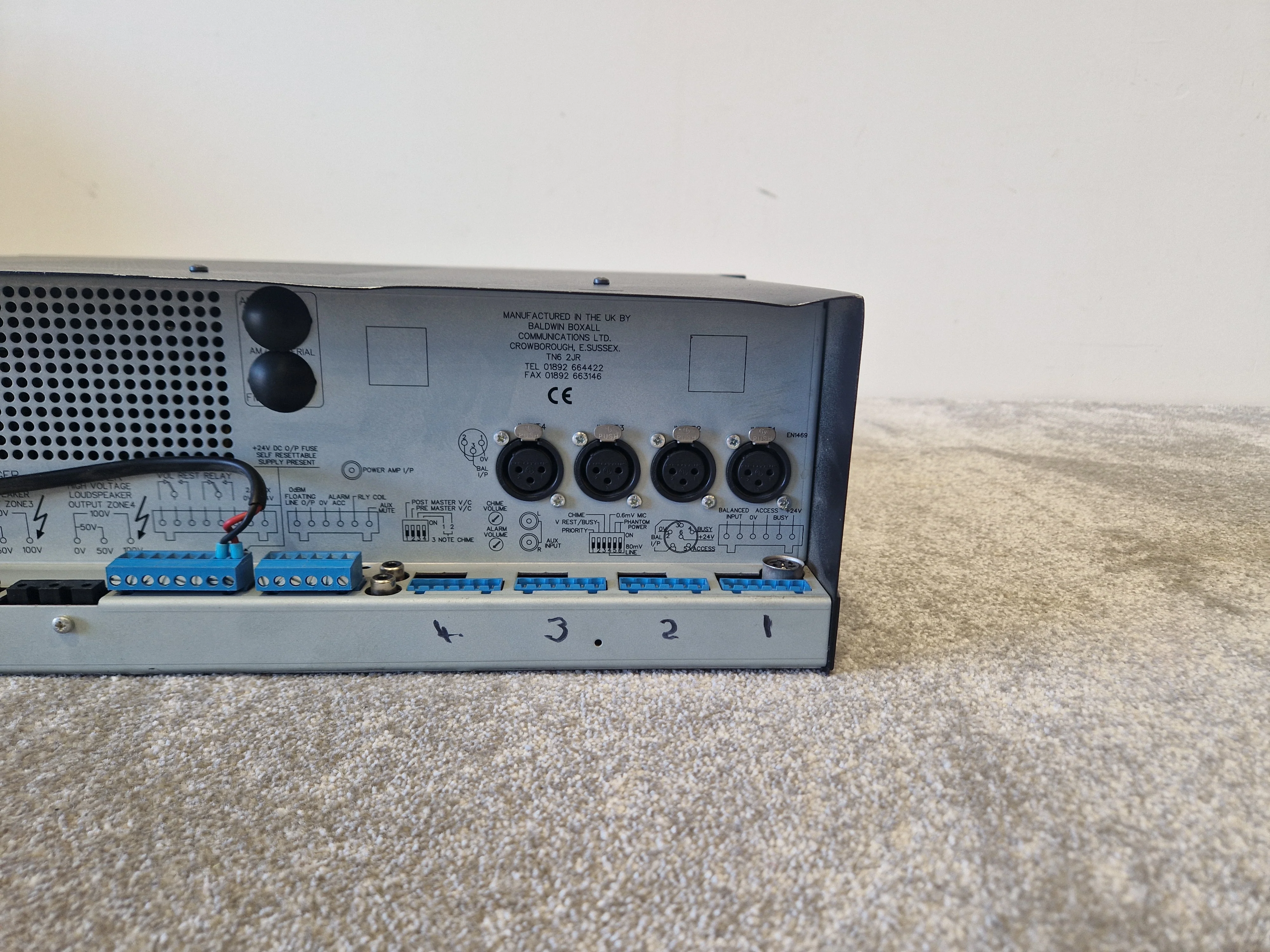 Baldwin Boxall Mitre 2000 Mixer Amplifier – 60W 100V Line, 4 Mic/Line Inputs, Alarm Tone - Good - Image 3