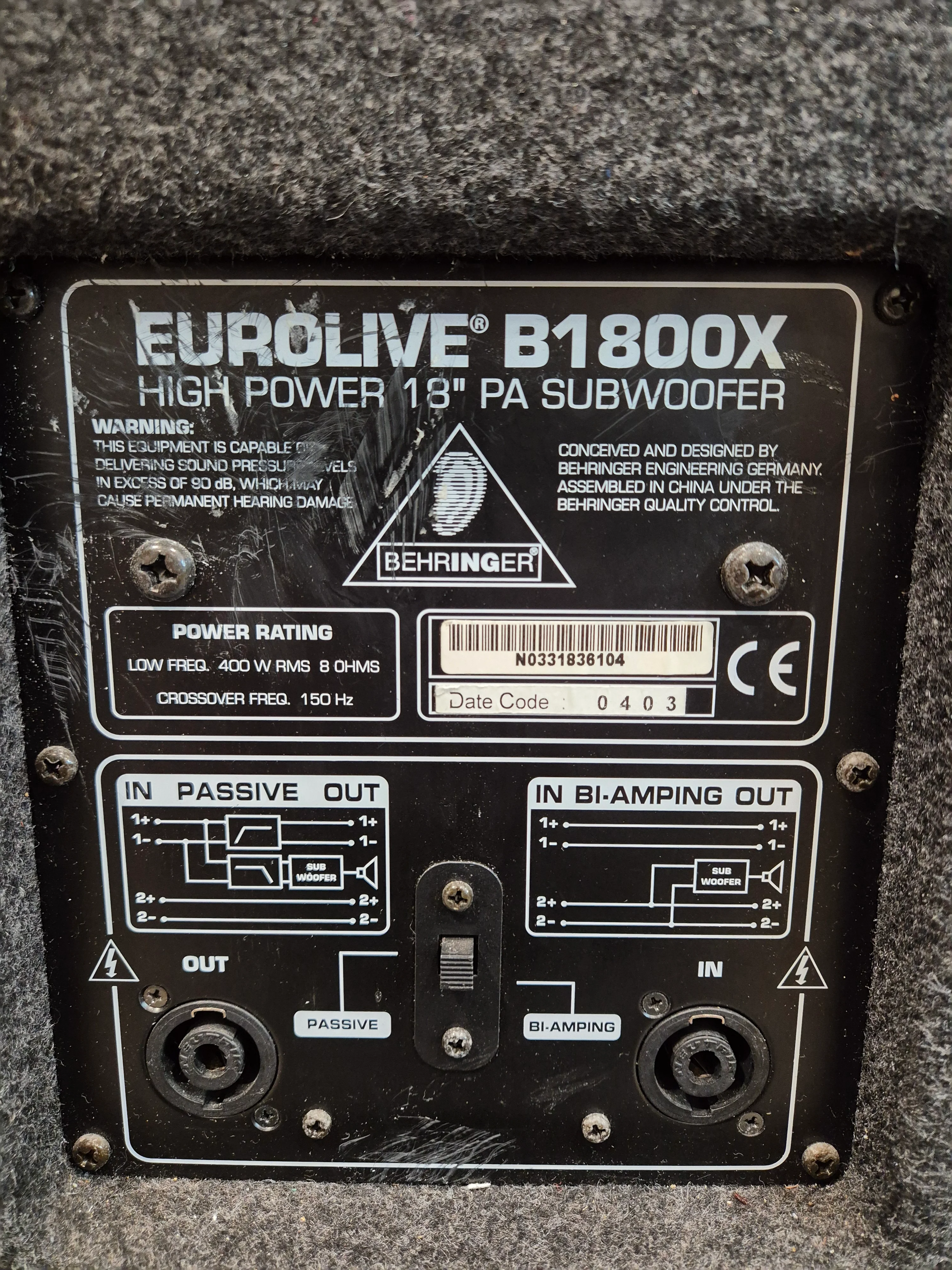 Behringer EUROLIVE B1800 - Black - 18" 1600 Watts - Image 3
