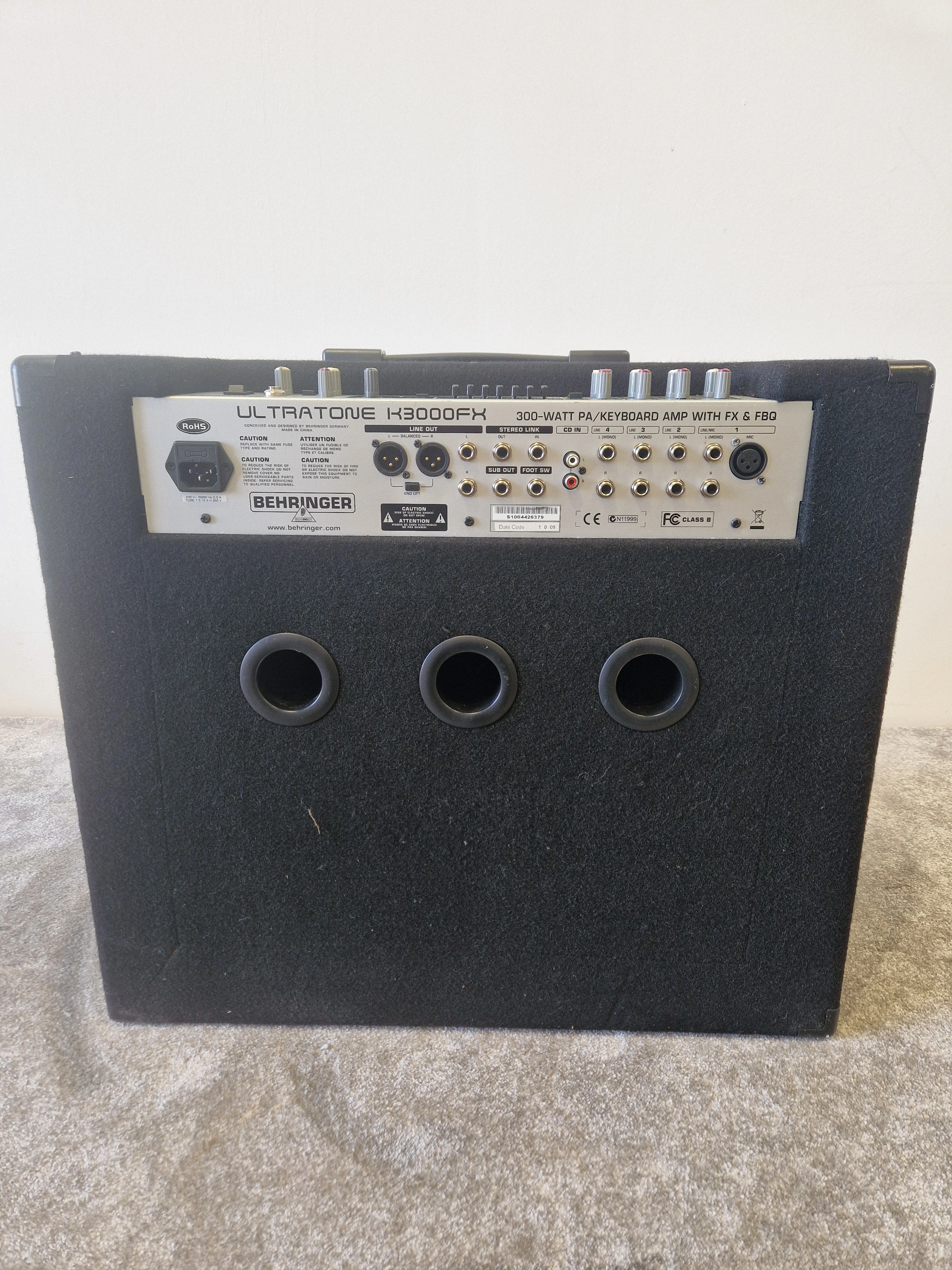 Behringer Ultratone K3000FX – 300W 4-Channel Keyboard/PA Amp with FX & Feedback Detection – Very Good - Image 2