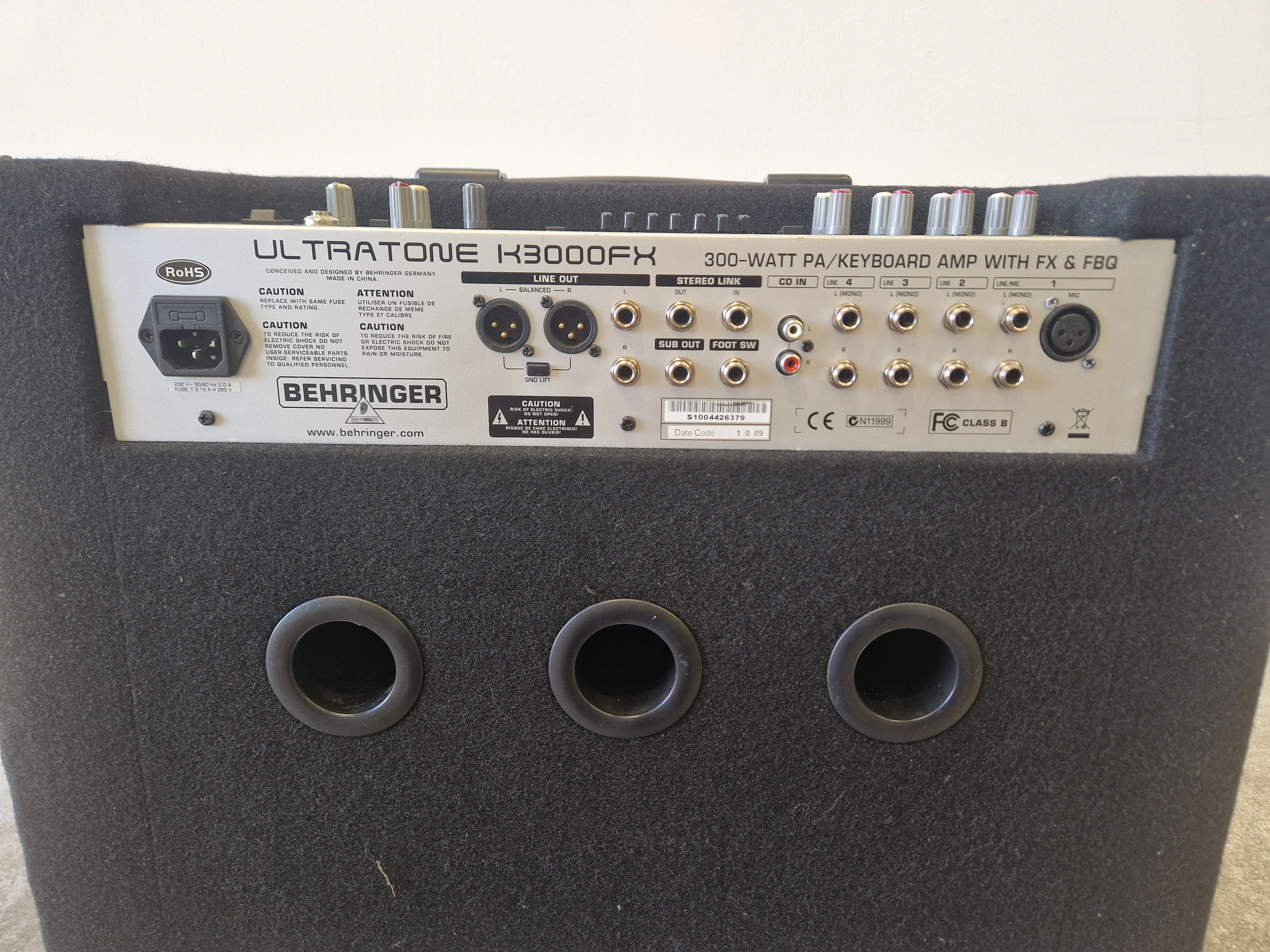 Behringer Ultratone K3000FX – 300W 4-Channel Keyboard/PA Amp with FX & Feedback Detection – Very Good - Image 3