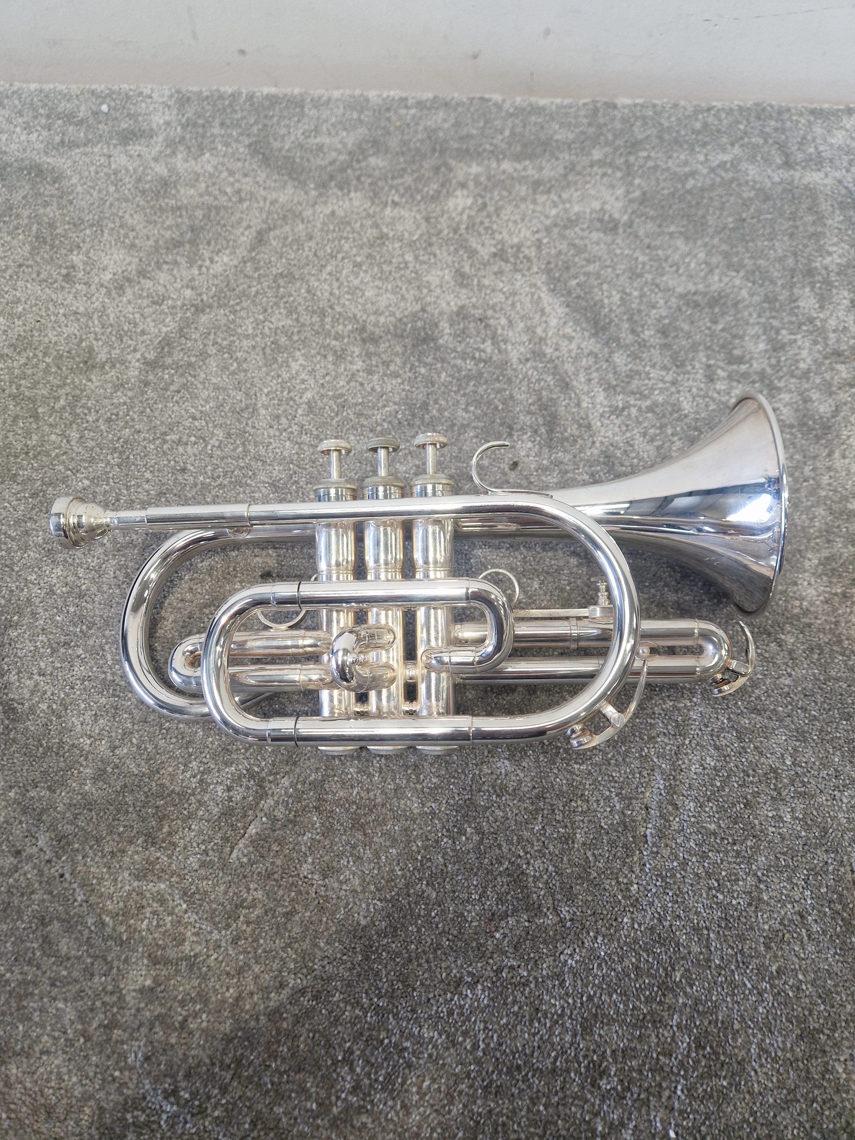 Besson Be1020 Silver Plate - Professional Cornet, Silver Plated - Good w/ Manuals & Certification & Soft Case - Image 9