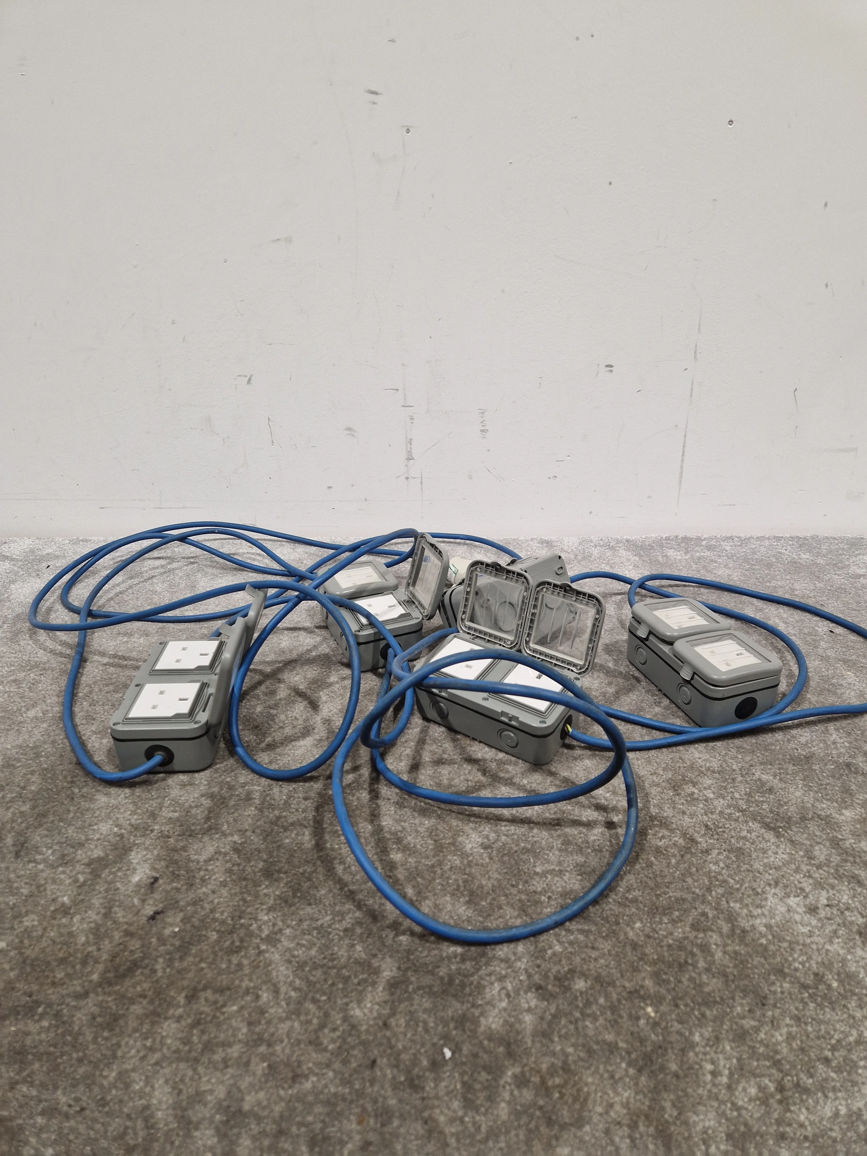 Blue CEE Industrial Plug to 5× Dual UK Socket Distribution Lead - Rugged Industrial Design - Good - Image 10