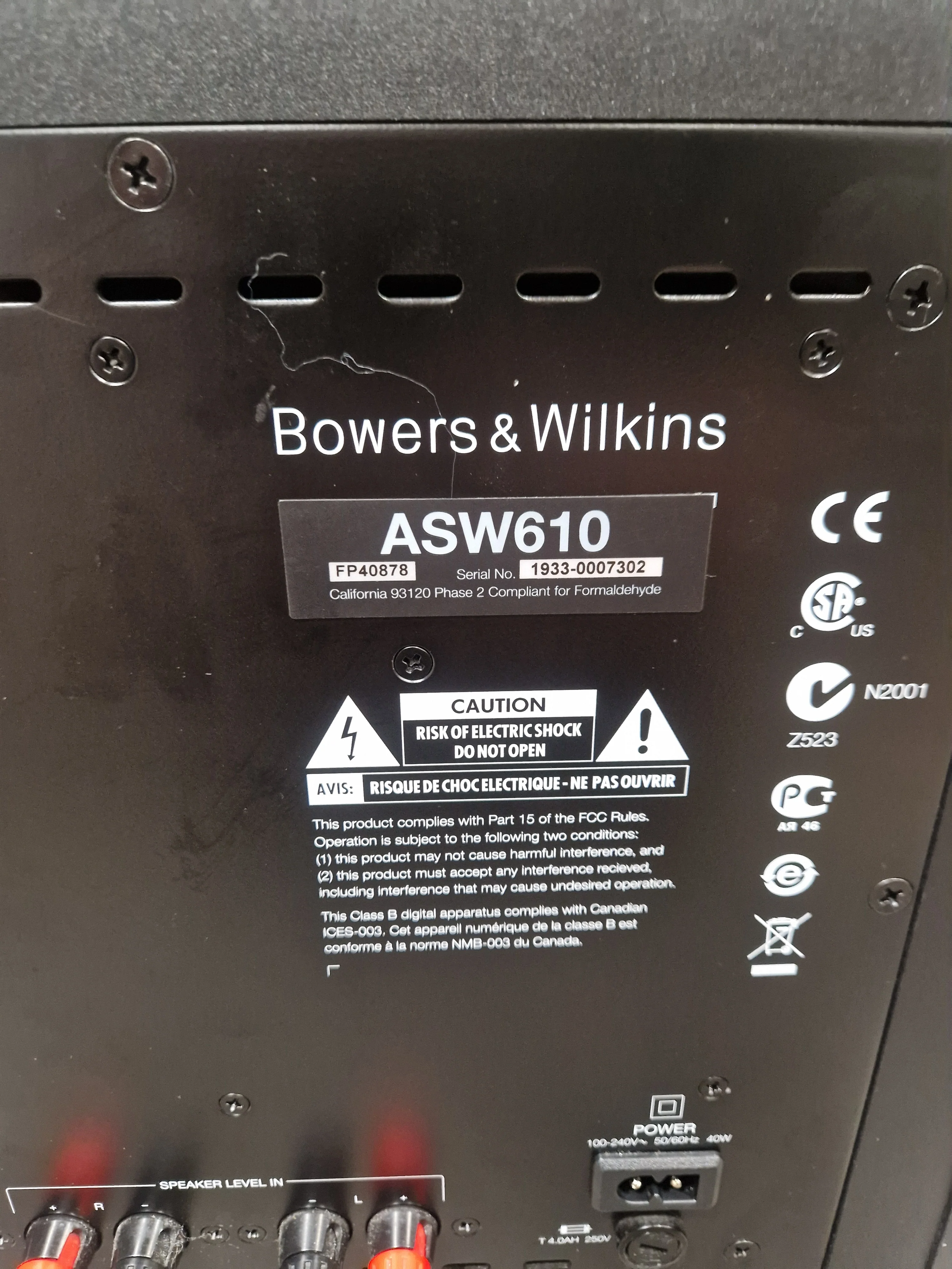 Bowers and Wilkins ASW610 - High-Power Subwoofer, 300W Amplifier - Very Good - Image 10