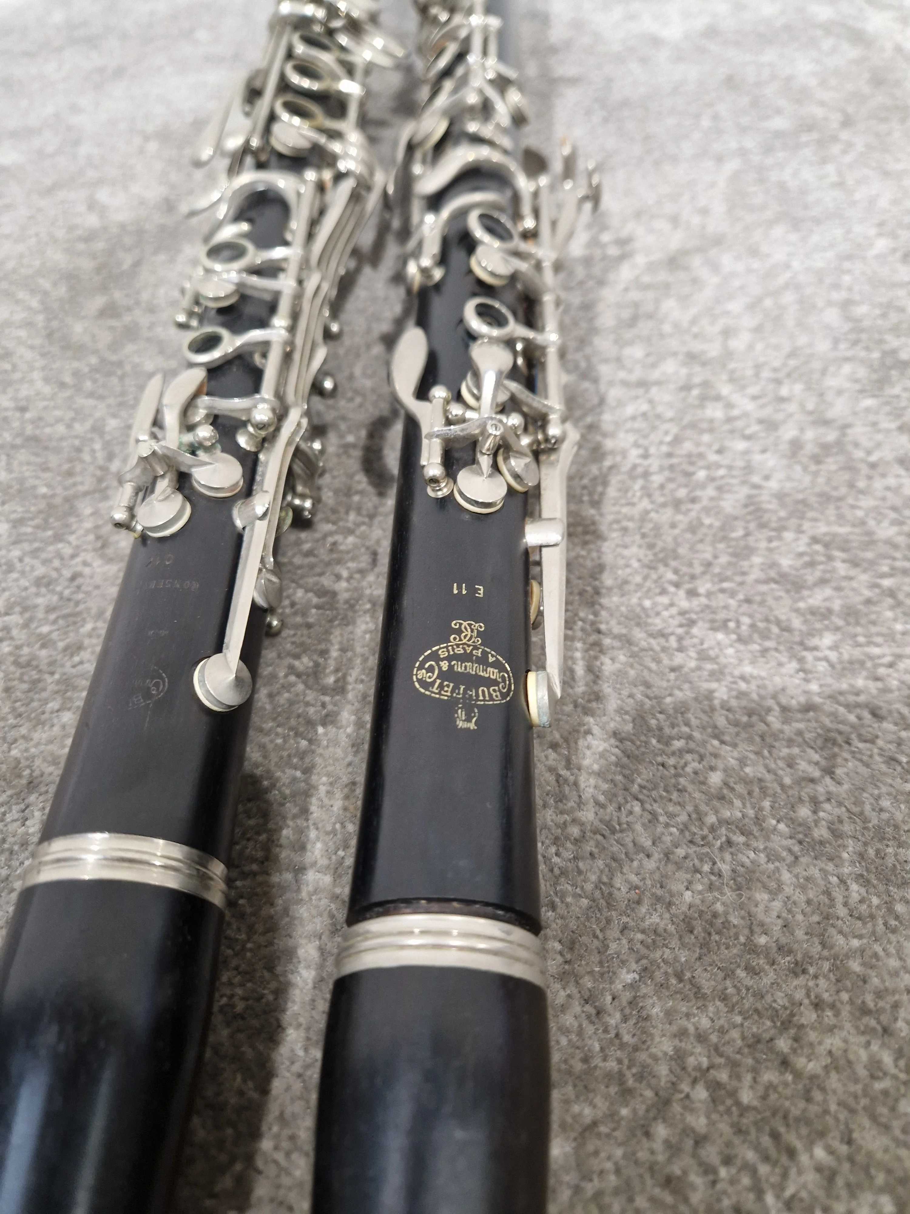 Buffet E11 And Buffet C12 Clarinets - Intermediate Woodwind Models - Very Good w/ Hard Case - Image 3