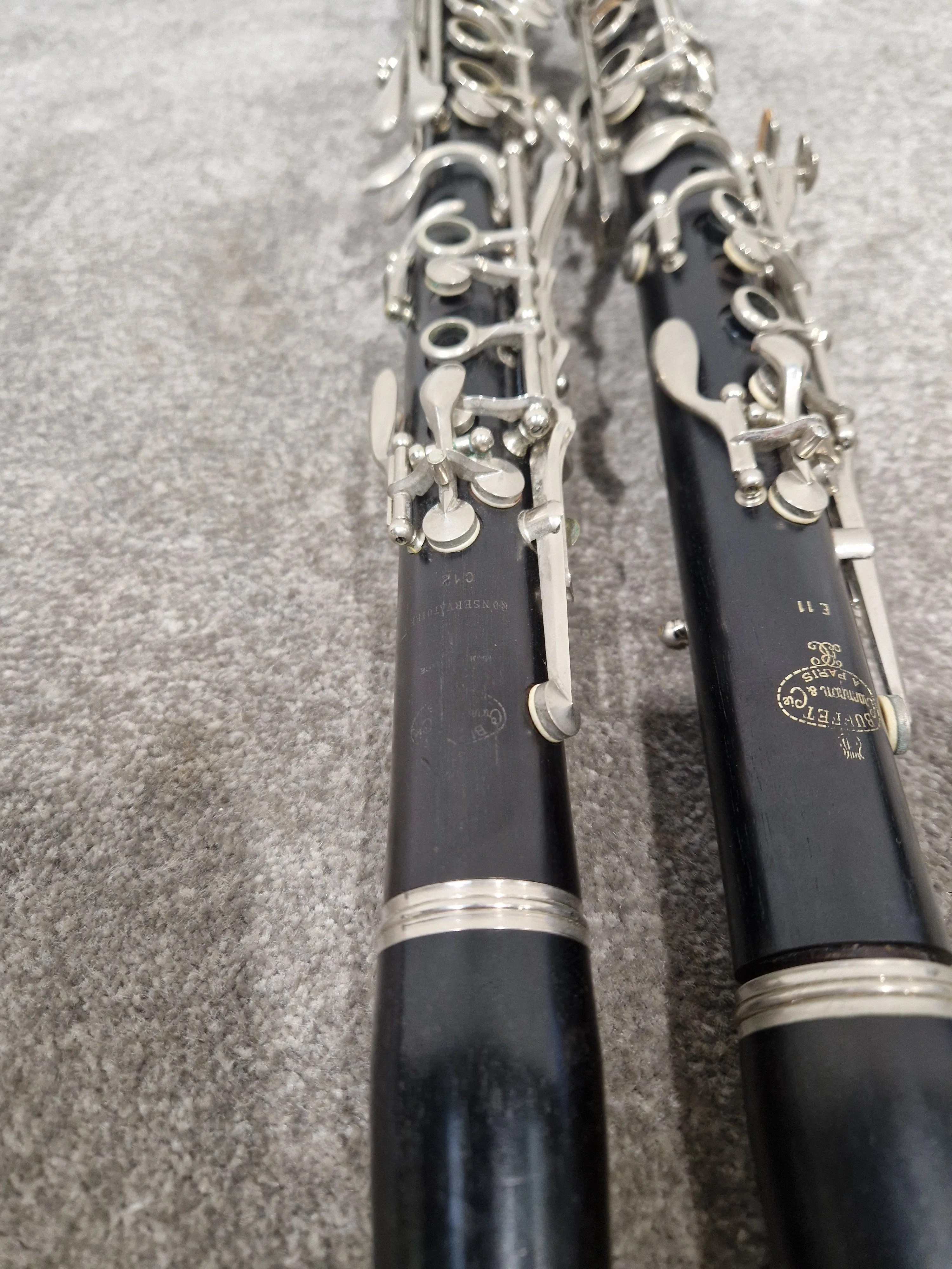 Buffet E11 And Buffet C12 Clarinets - Intermediate Woodwind Models - Very Good w/ Hard Case - Image 4