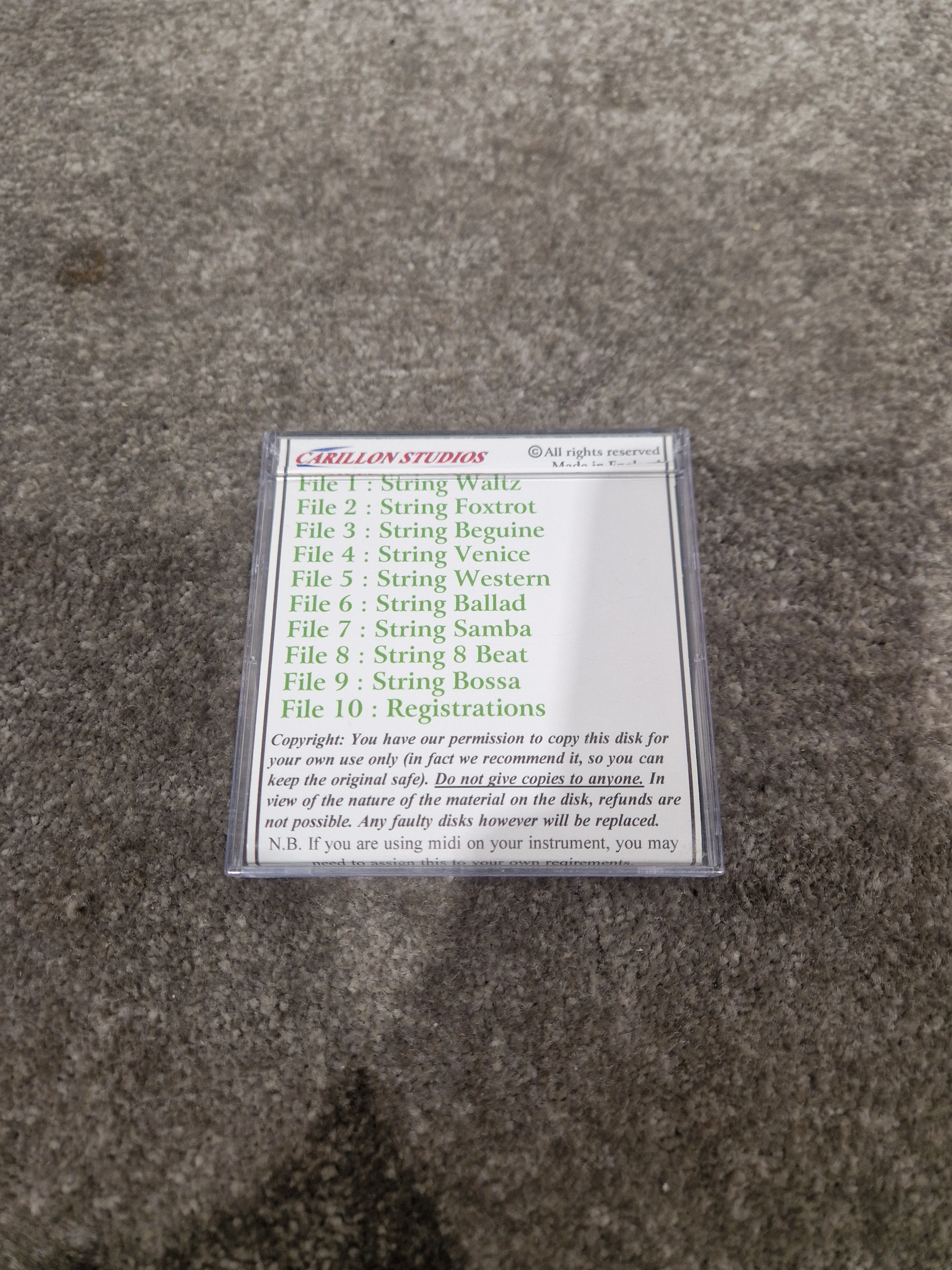 Carillon Studios Romantic Strings Floppy Disc For Kn2400-7000 - Vintage Sound Library - Excellent - Image 2