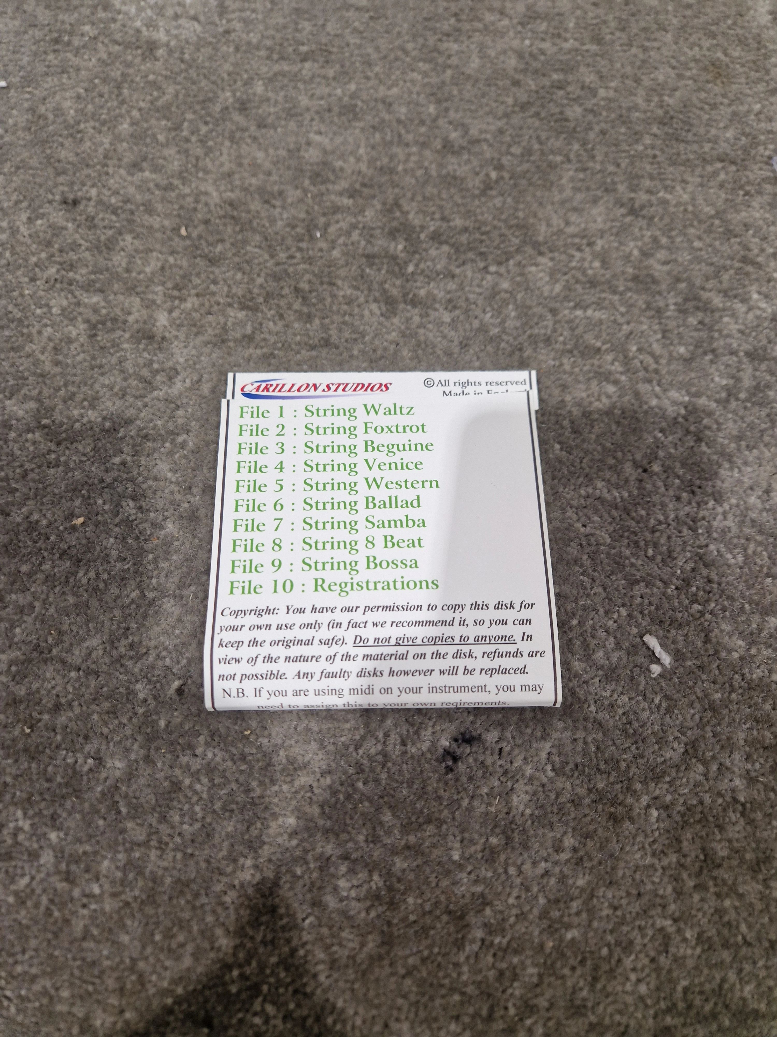 Carillon Studios Romantic Strings Floppy Disc For Kn2400-7000 - Vintage Sound Library - Excellent - Image 6