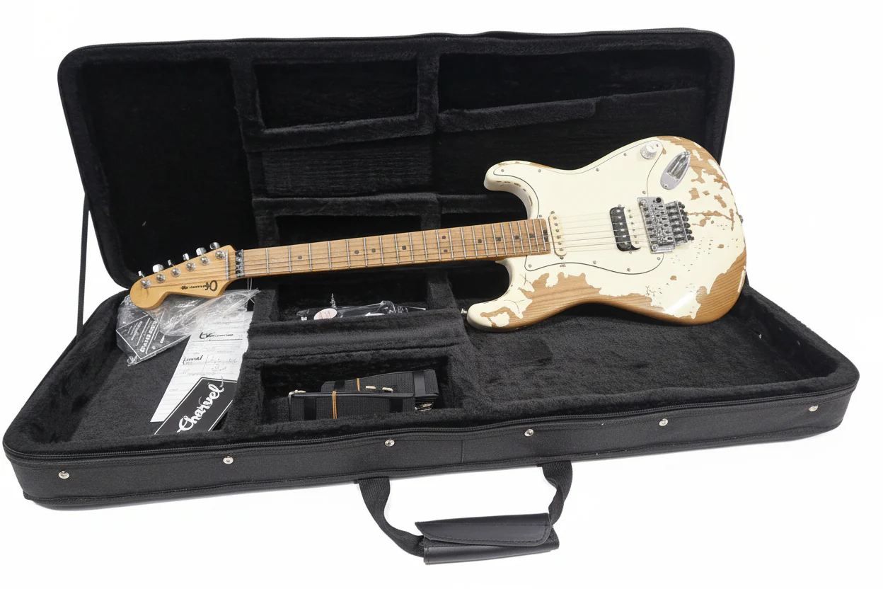 Charvel Henrik Danhage - Electric Guitar - White Relic - Excellent w/ Soft Case & spare whammy - Image 2