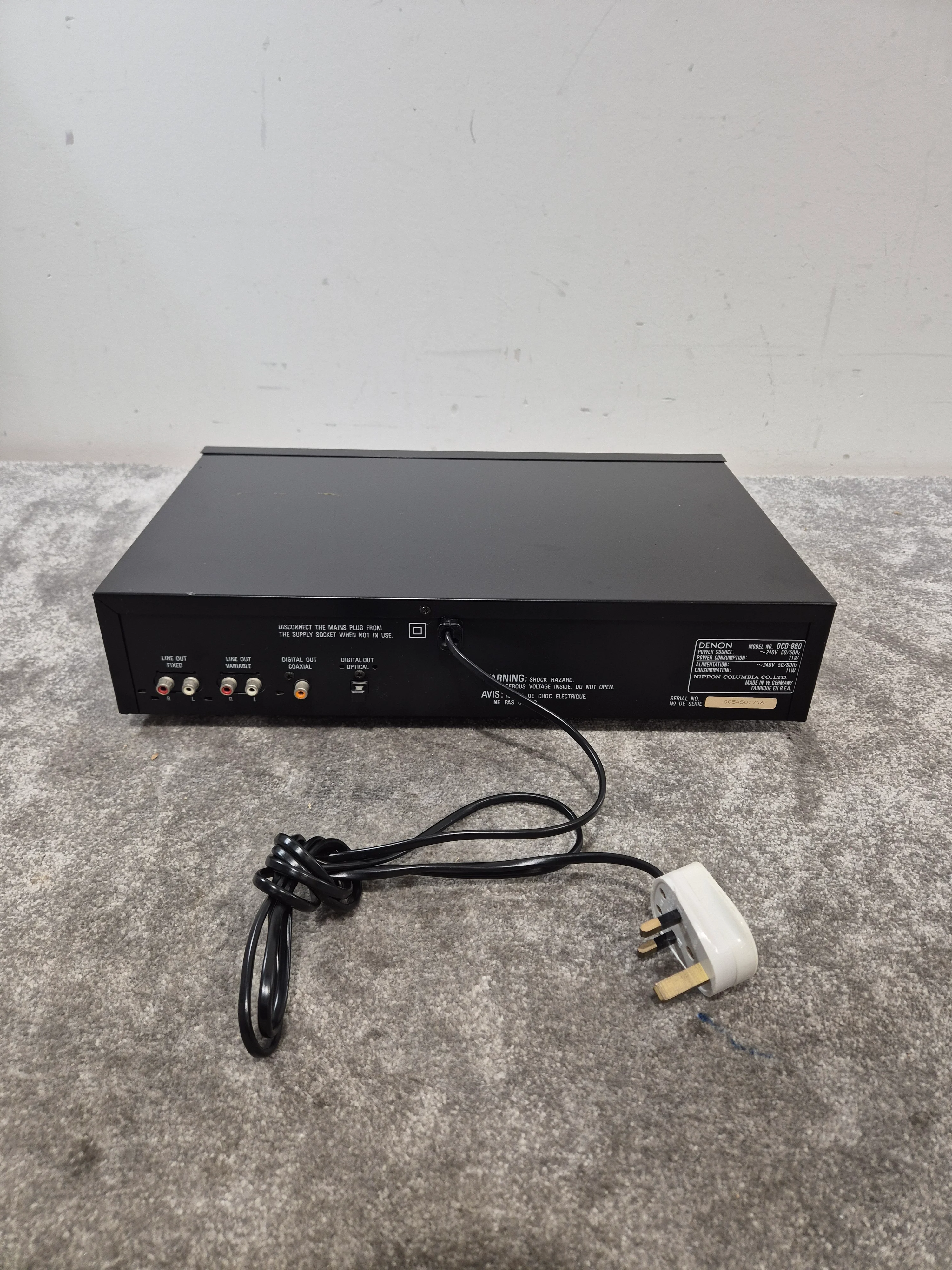 Denon DCD-960 - High-Fidelity CD Player - Fair w/ Power Supply - Image 8