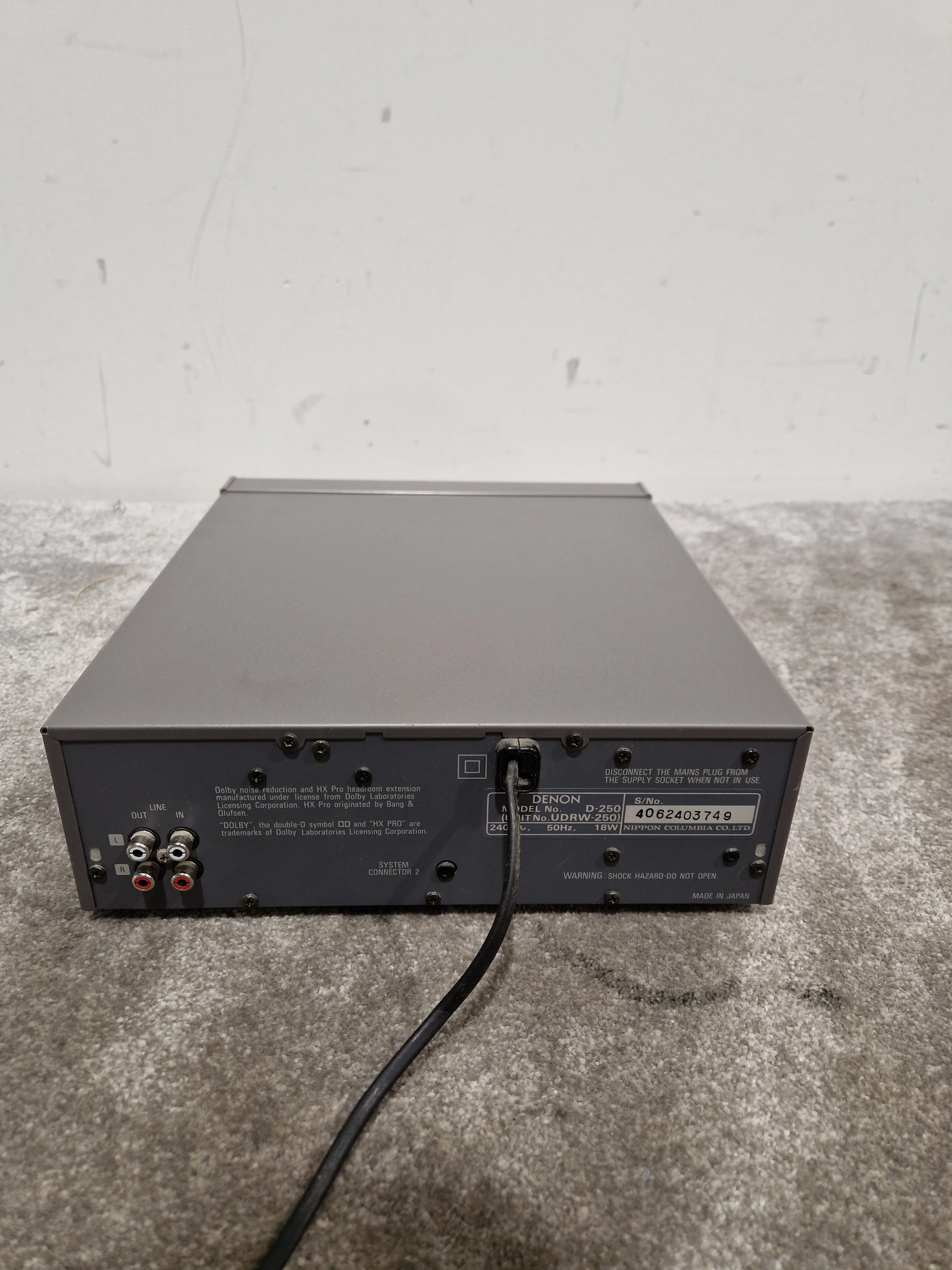Denon UDRW-250 - Stereo Cassette Tape Deck - Silver - Fair - Image 8