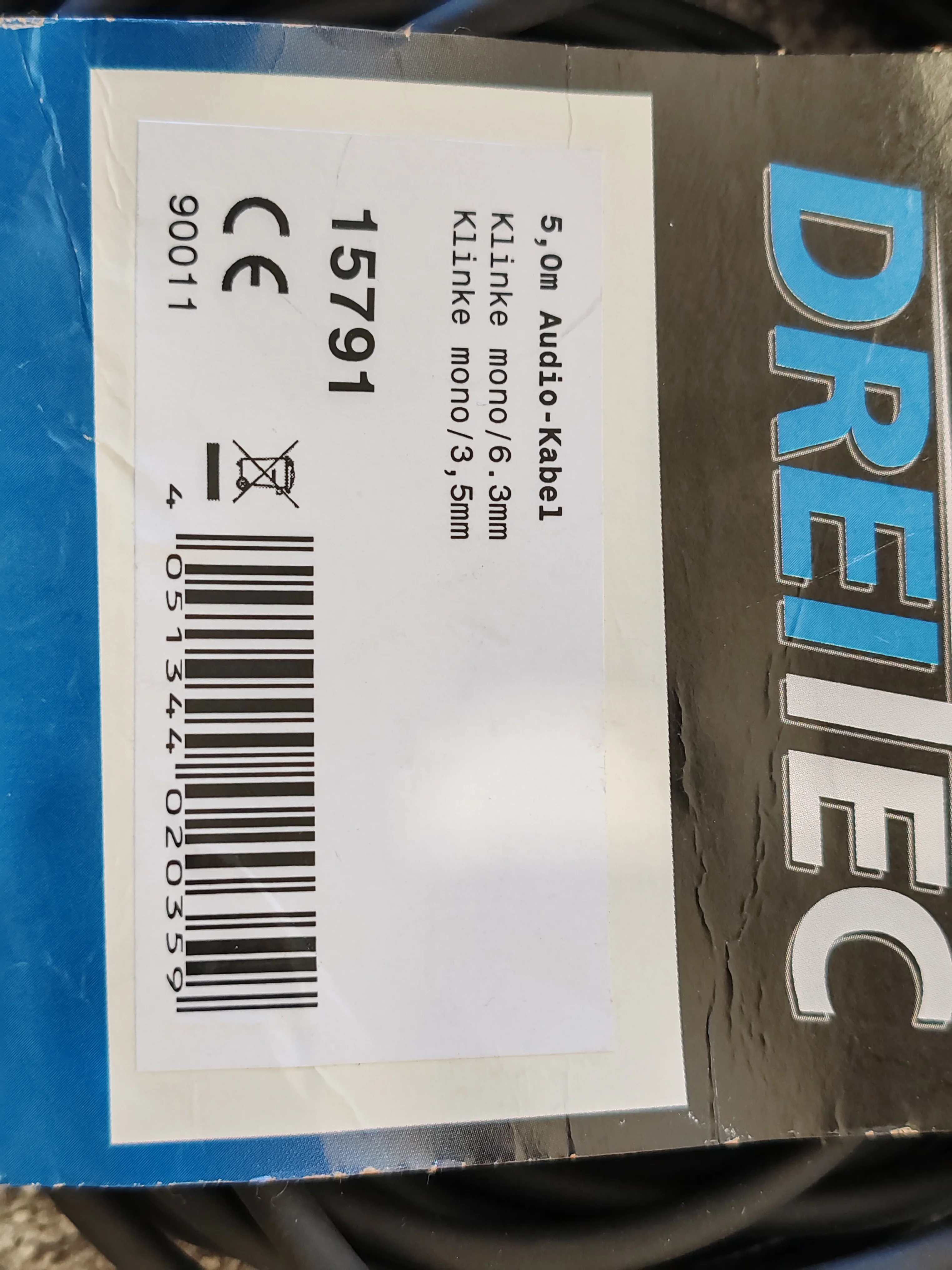 Dreitec 5M Mono Audio Cable - 6.3mm TO 3.5mm Jack Plug - High-Quality Connectors - Open Box - Image 5