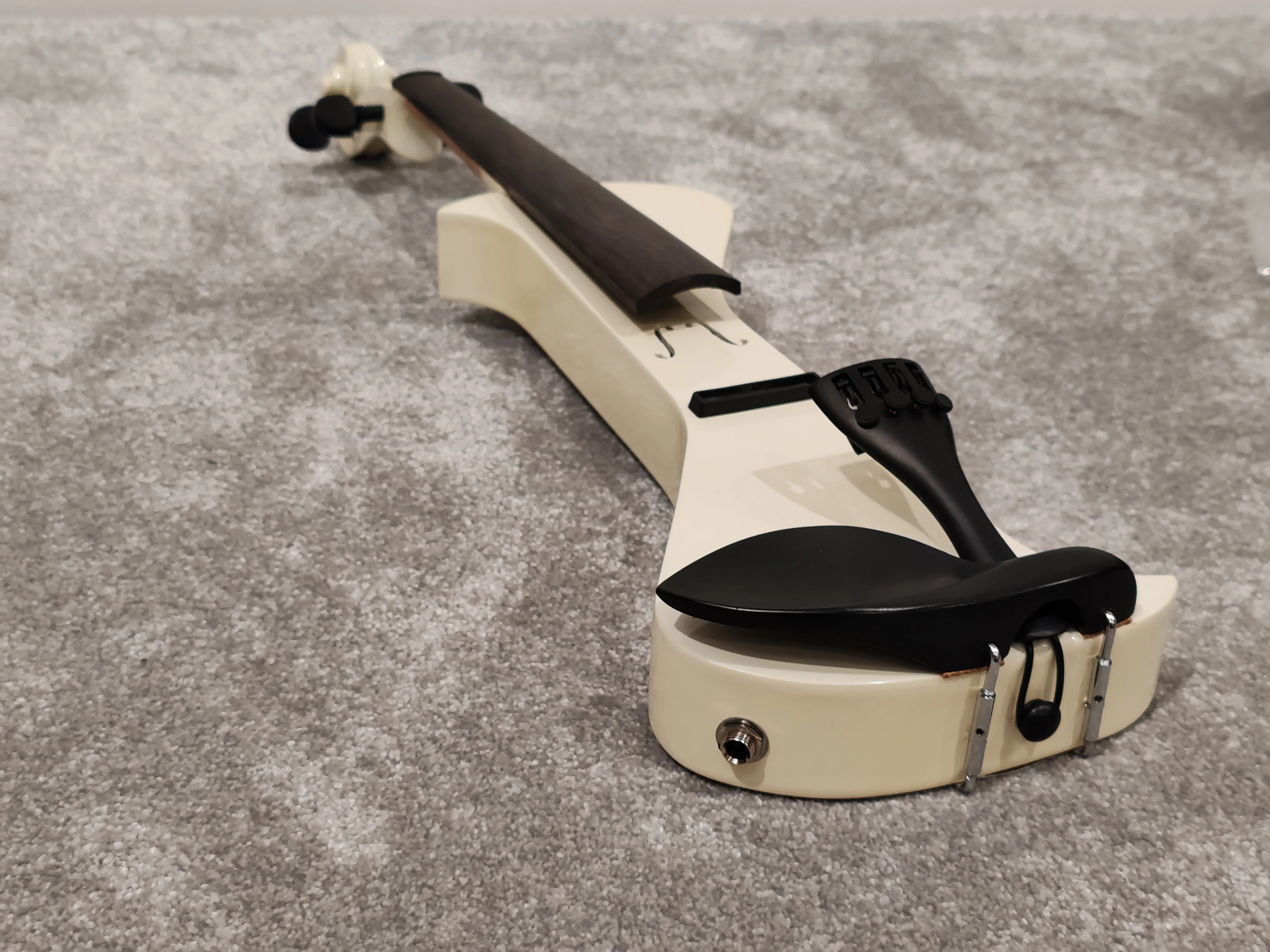 Electric Violin w/ Bow, Extra Bridges, New Strings and Hard Case with Strap - White - Image 3