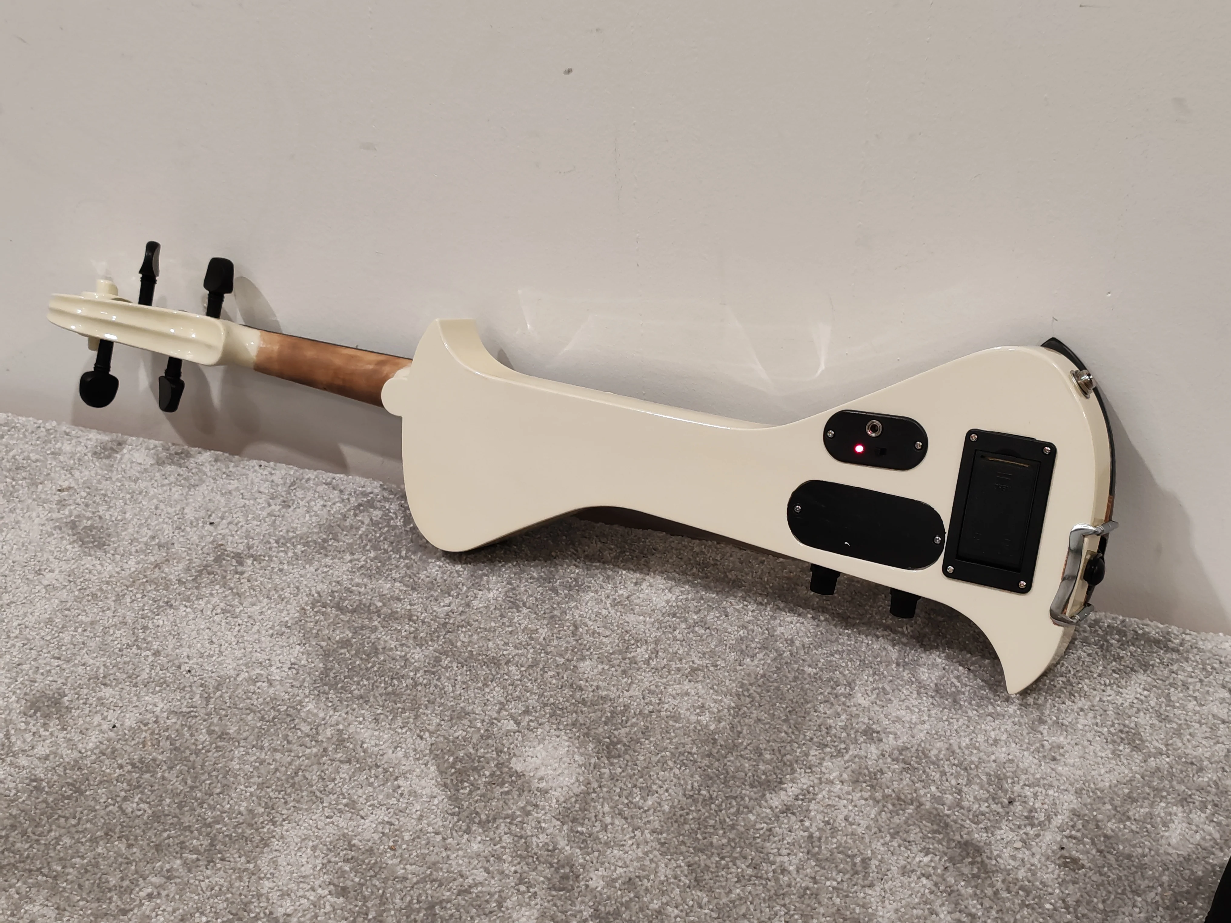 Electric Violin w/ Bow, Extra Bridges, New Strings and Hard Case with Strap - White - Image 5