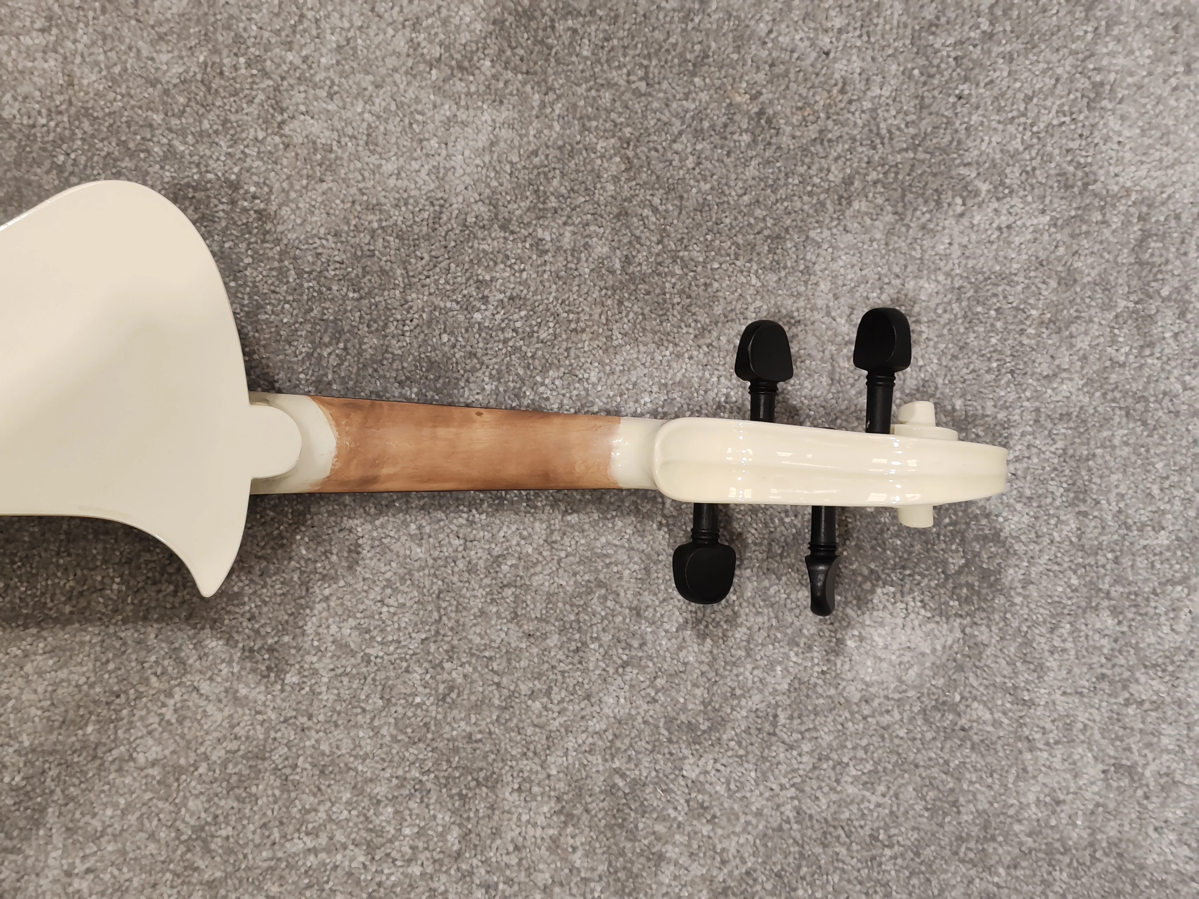 Electric Violin w/ Bow, Extra Bridges, New Strings and Hard Case with Strap - White - Image 6