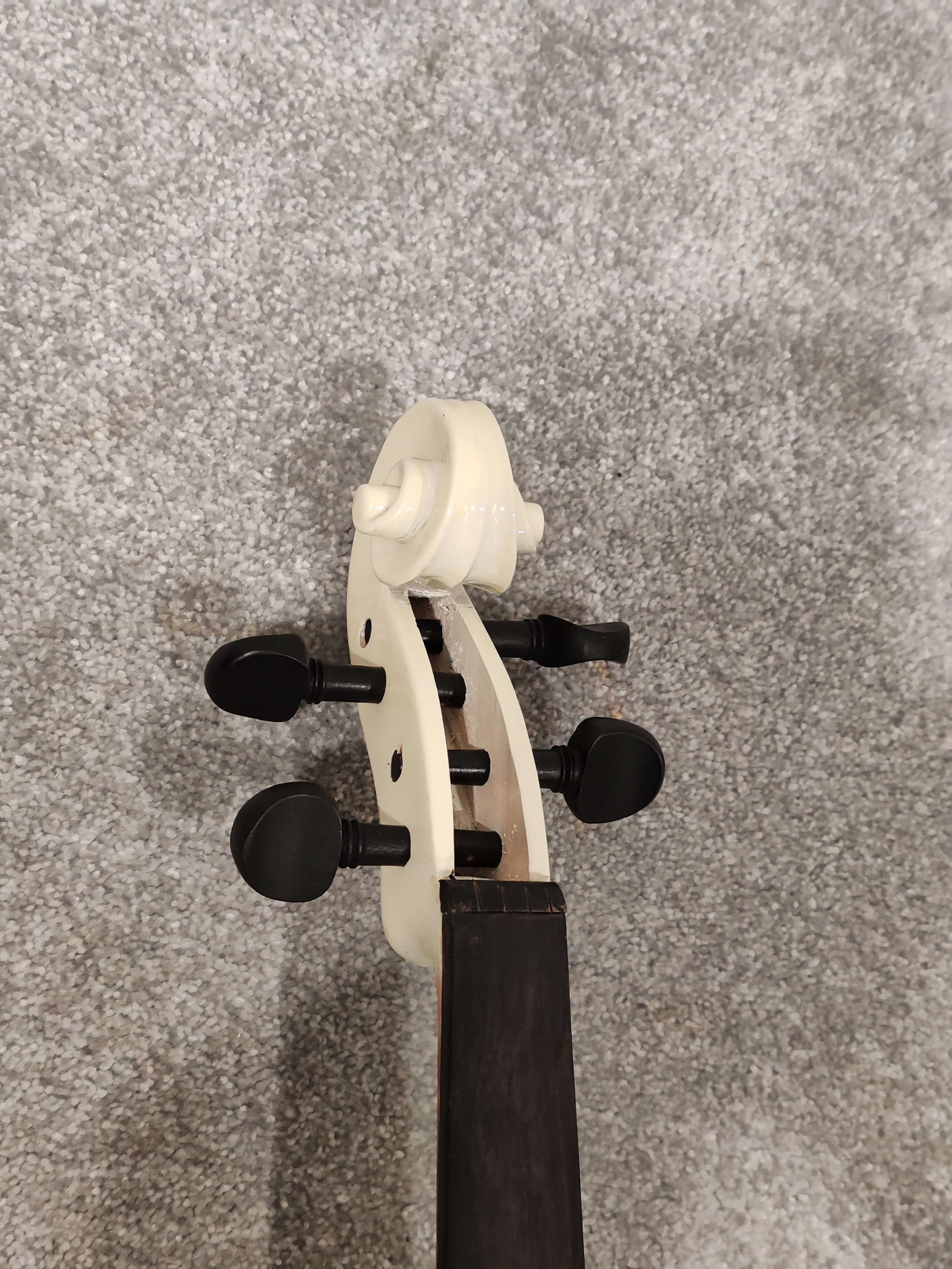 Electric Violin w/ Bow, Extra Bridges, New Strings and Hard Case with Strap - White - Image 7