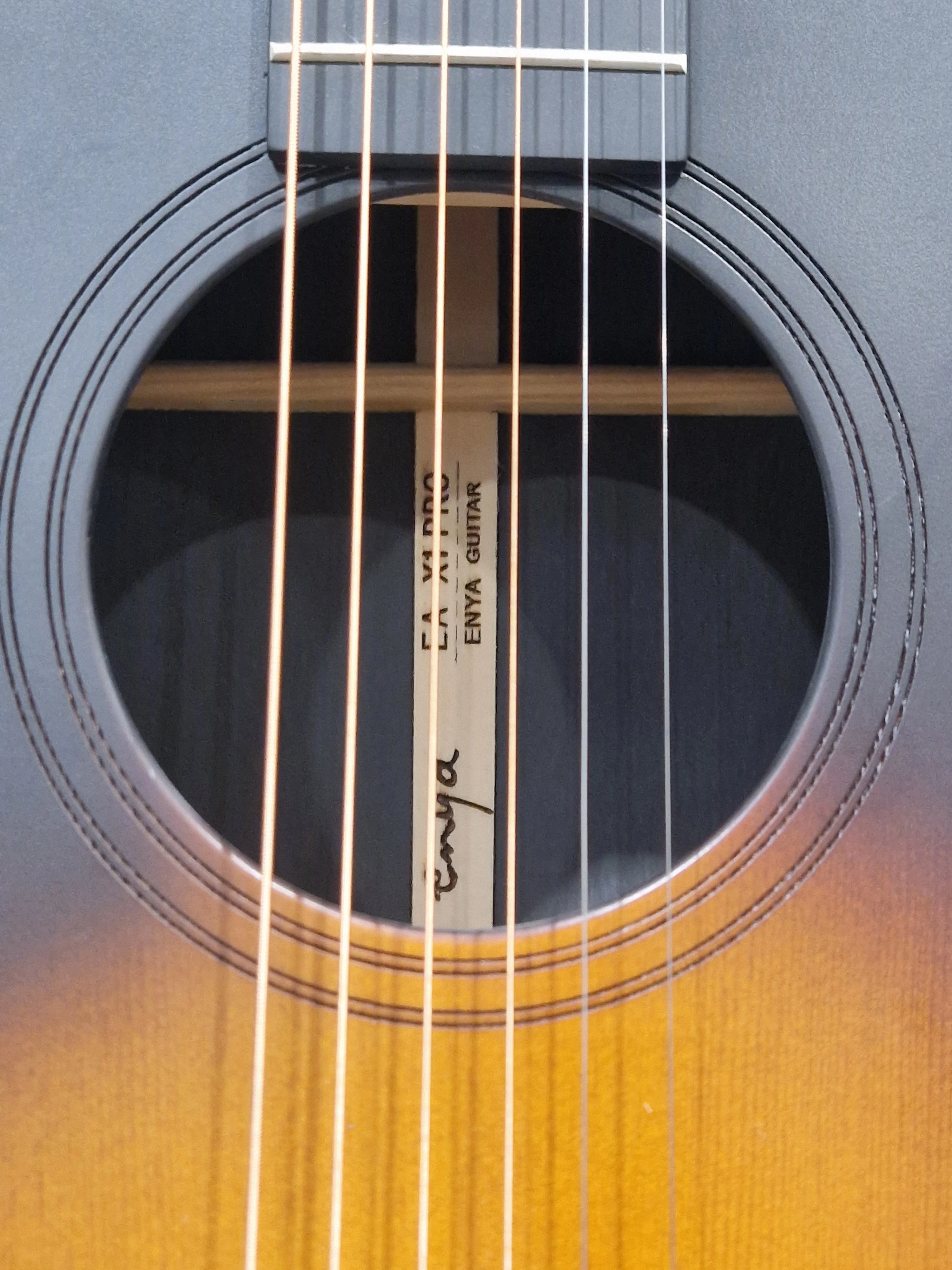 Enya EA-X1-PRO Sunburst Acoustic Guitar - Premium Solid Top - Excellent w/ Soft Case & Guitar Accessories - Image 4