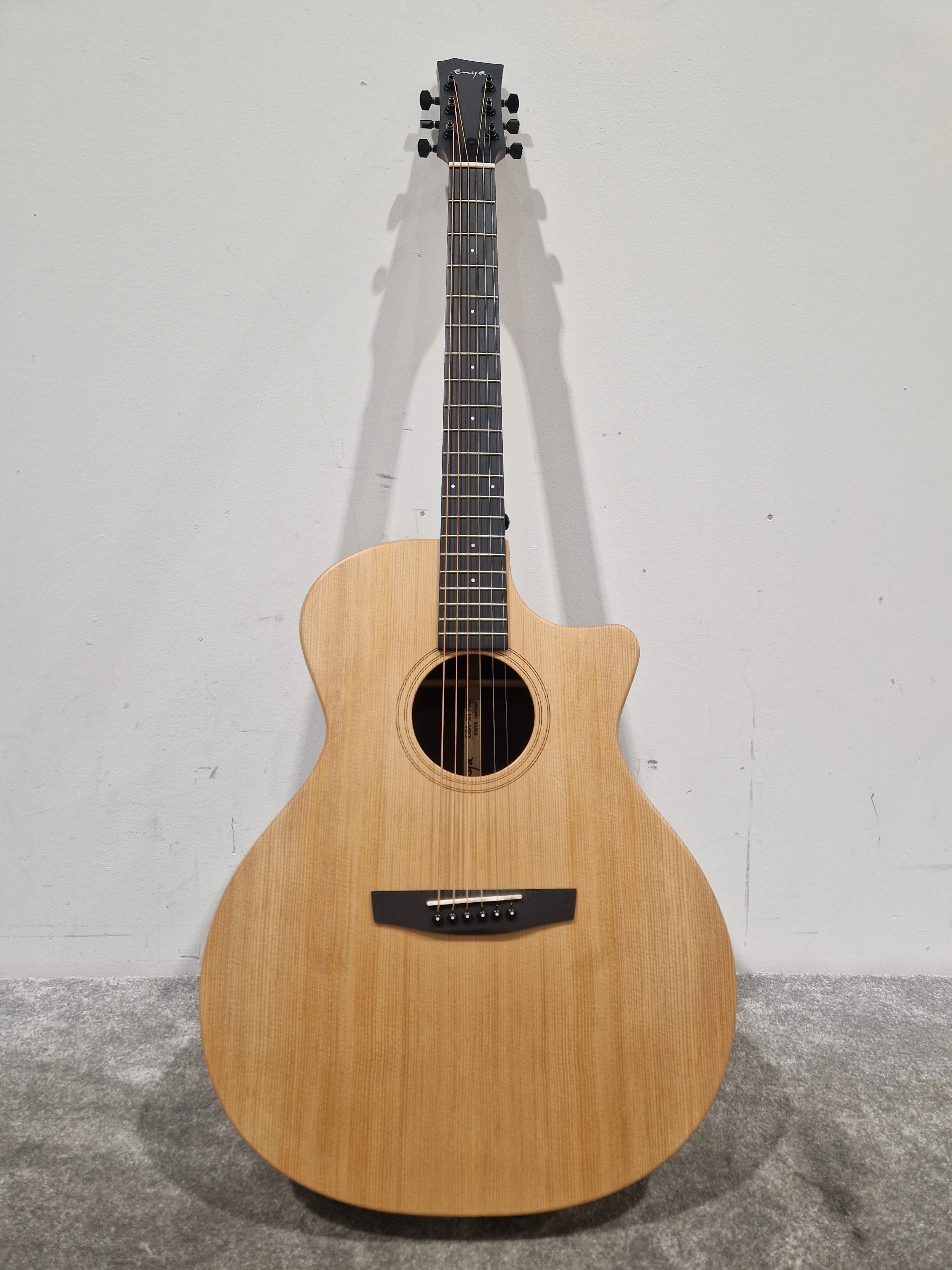 Enya EGA-X1-PRO Natural Acoustic Guitar - Solid Spruce Top - Excellent w/ Soft Case & Guitar Accessories - Image 7