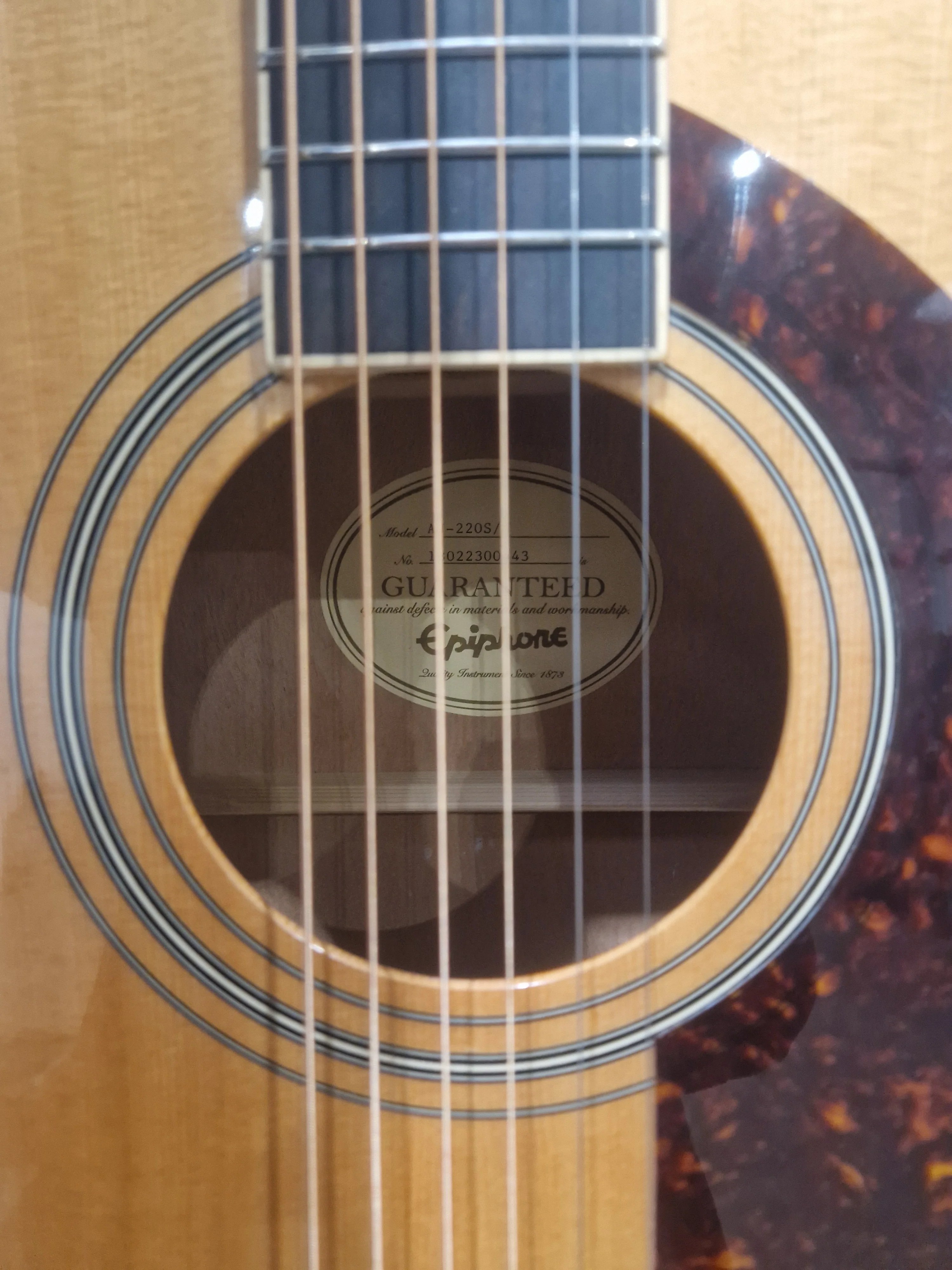 Epiphone AJ-220S - Solid Spruce Top Acoustic - Very Good - Image 6