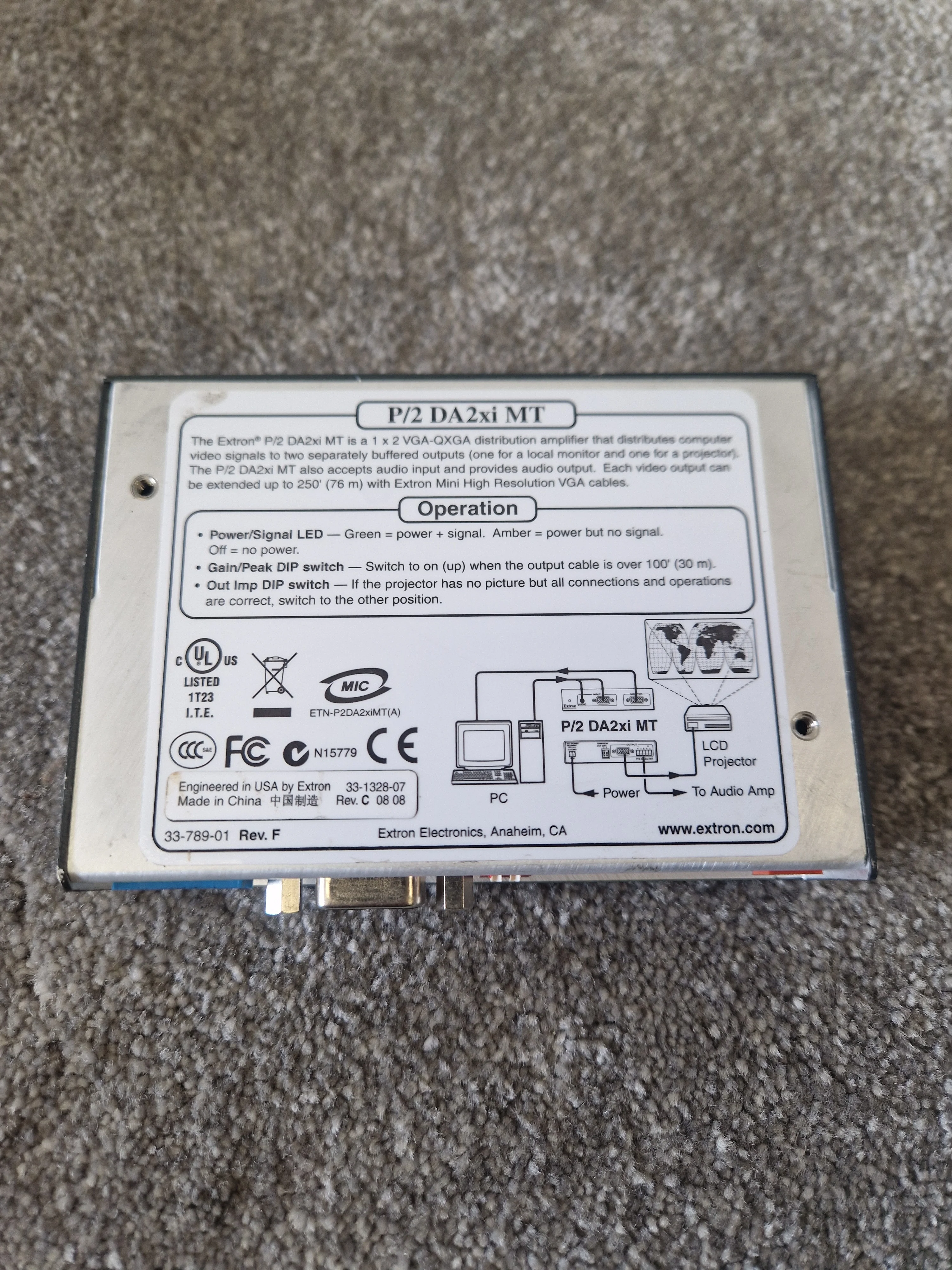 Extron P/2 DA2xi MT VGA Distribution Amp – Audio I/O – Very Good - Image 5