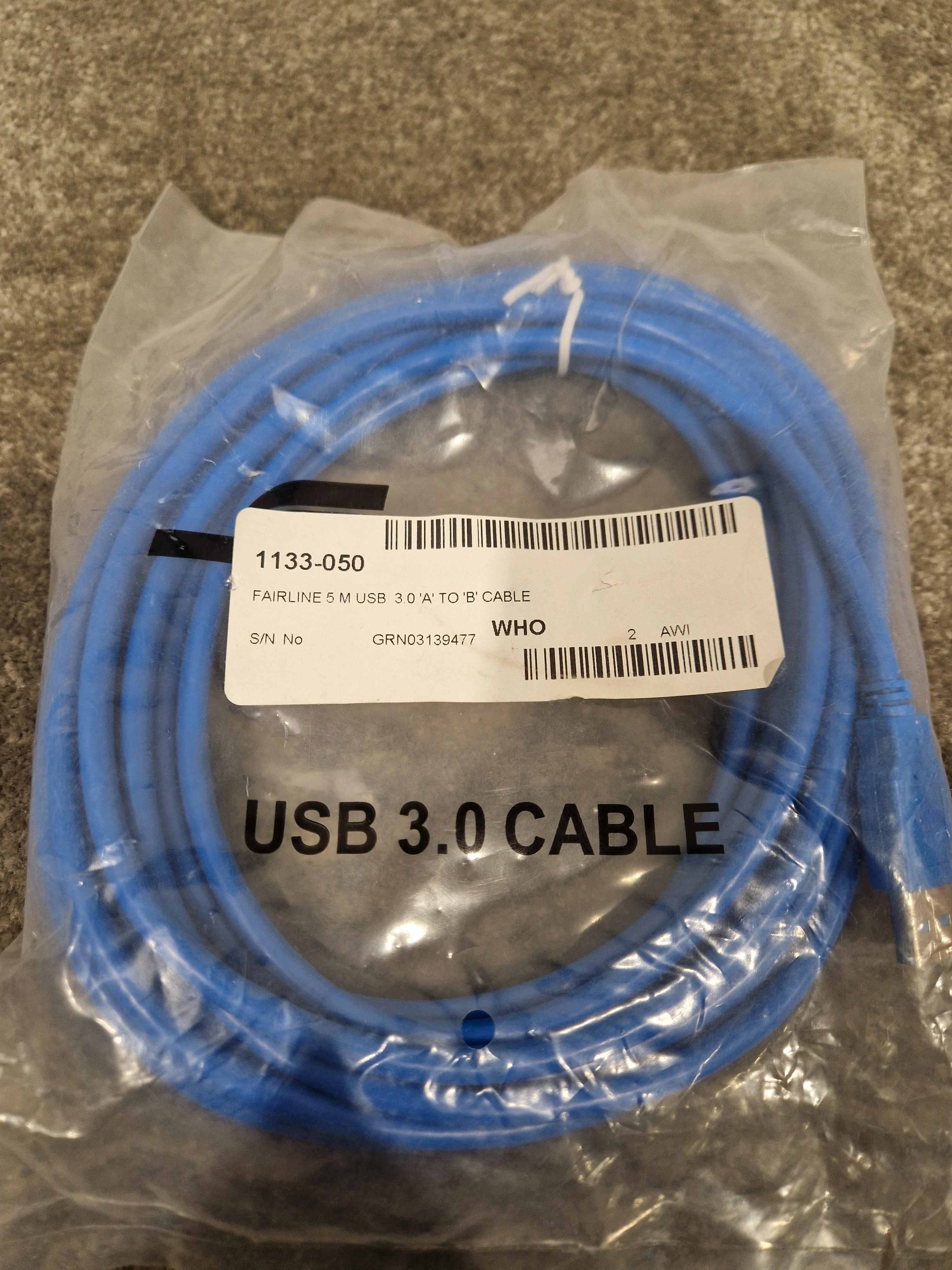 Fairline 5M USB Cable Blue - High-Speed Data Transfer - Excellent w/ Original packaging - Image 2