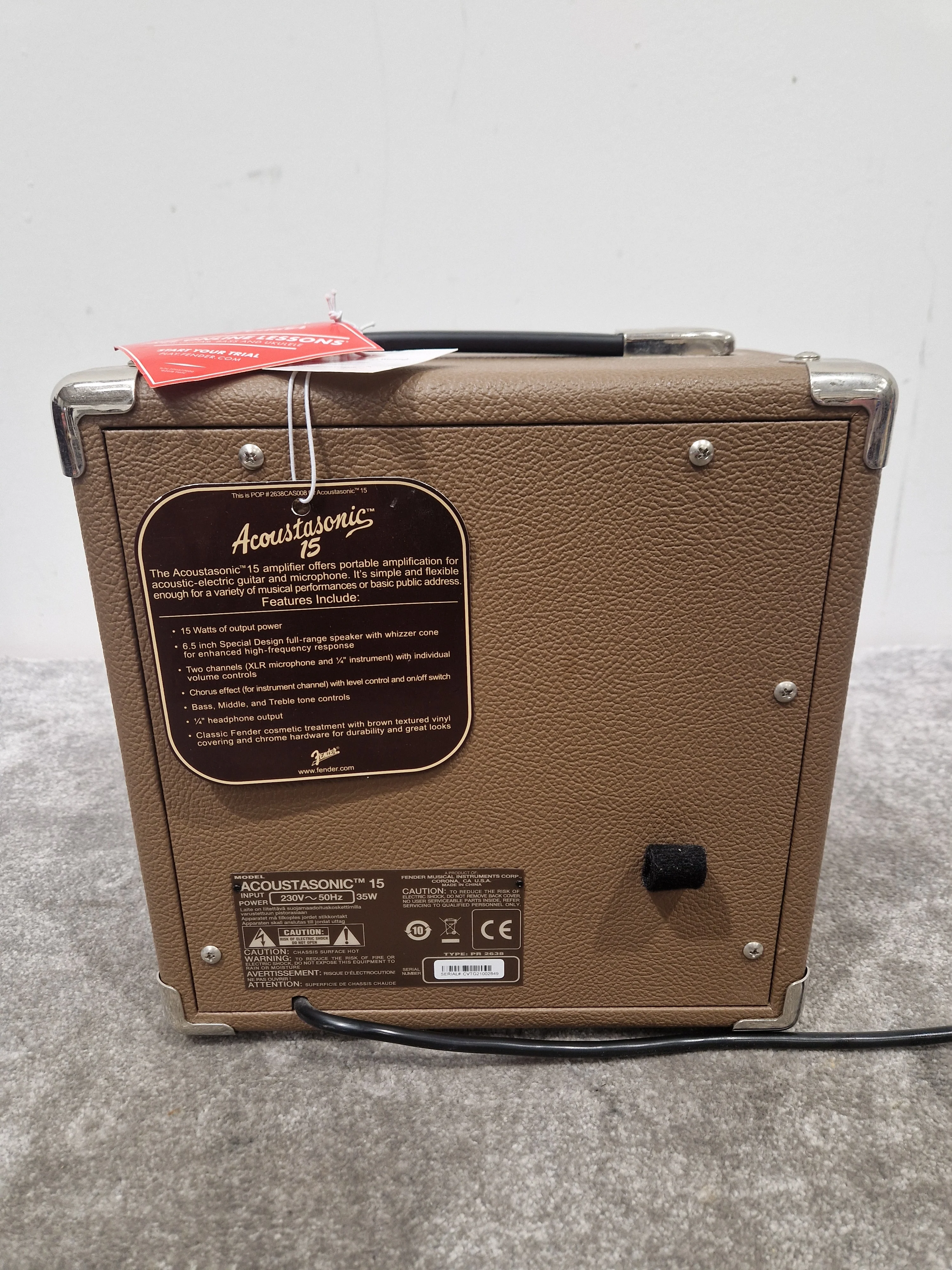 Fender Acoustasonic 15 - 15-Watt Amplifier, String Dynamics Modeling - Mint w/ Tags - Image 6