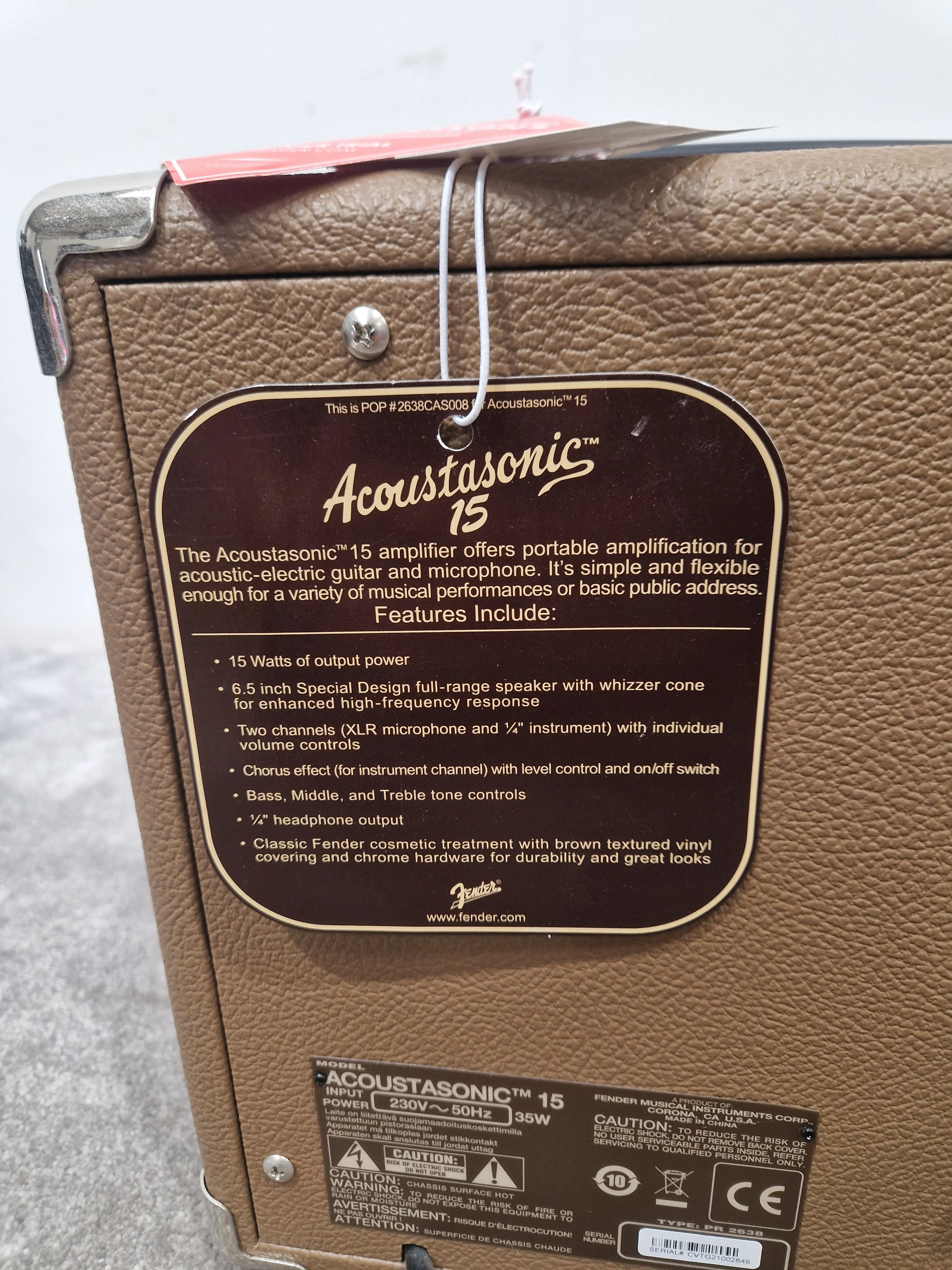 Fender Acoustasonic 15 - 15-Watt Amplifier, String Dynamics Modeling - Mint w/ Tags - Image 7